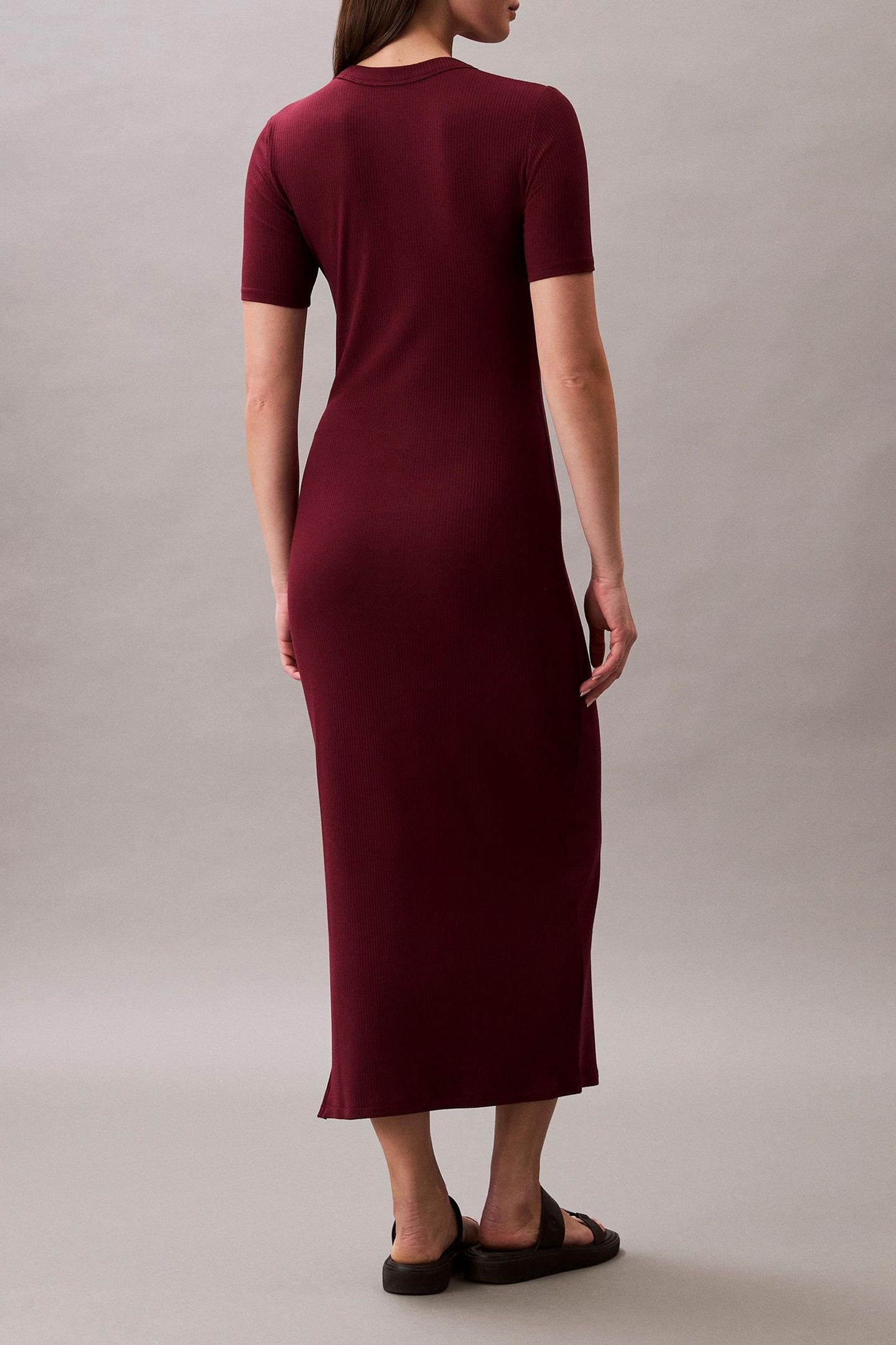 MODAL RIB SS DRESS DEEP ROUGE 2