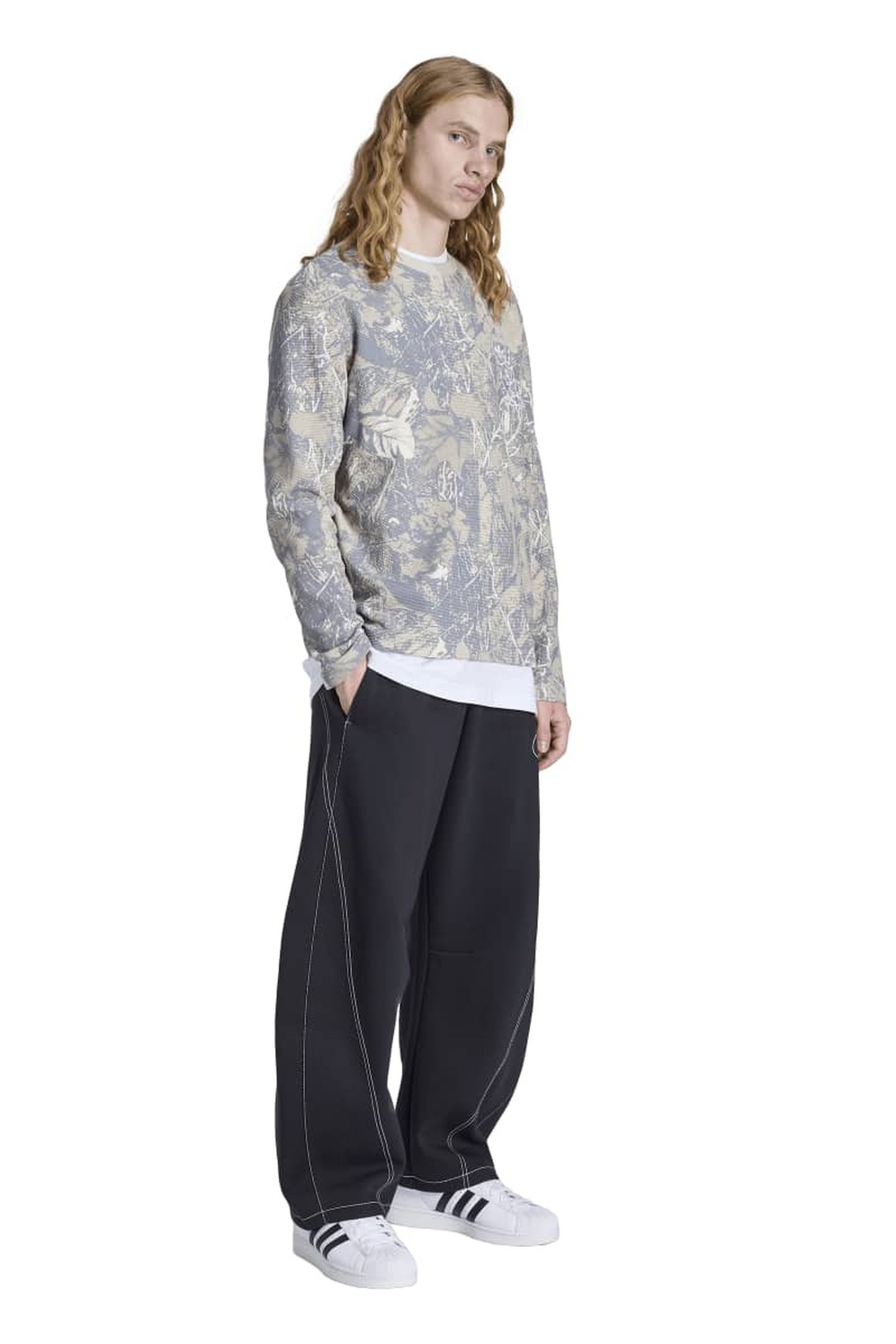 UNISEX CAMO WAFFLE LS PUTTY GREY 4
