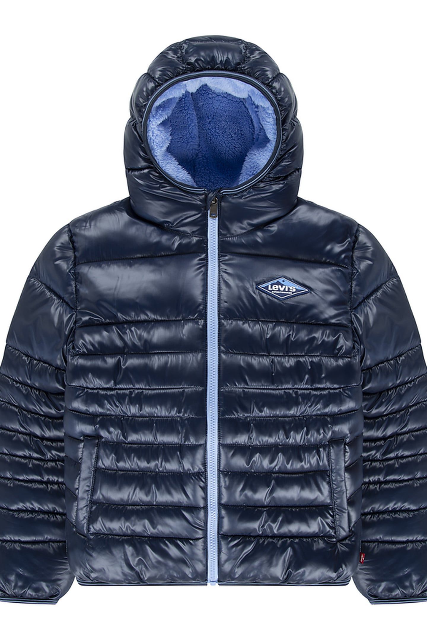 BOYS SHERPA LINED PUFFER JACKET DRESS BLUES 1