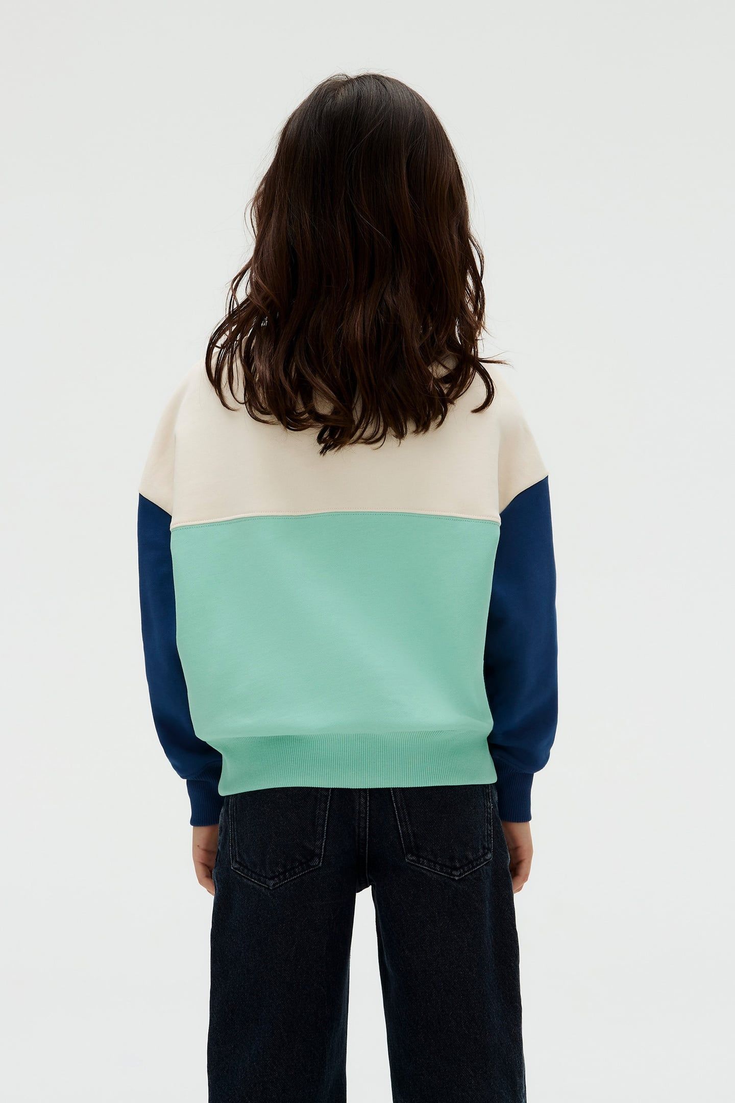 BOYS TERRY BLOCKING SWEATSHIRT TICKLED GREEN/BLUE/WHITECAP G 2