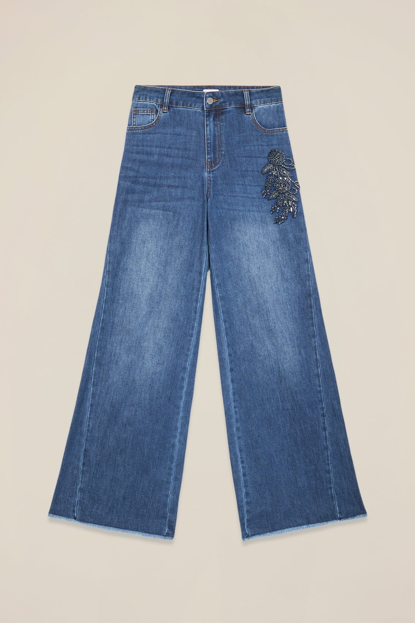 WIDE-LEG JEANS WITH JEWEL PATCHES BLUE 4