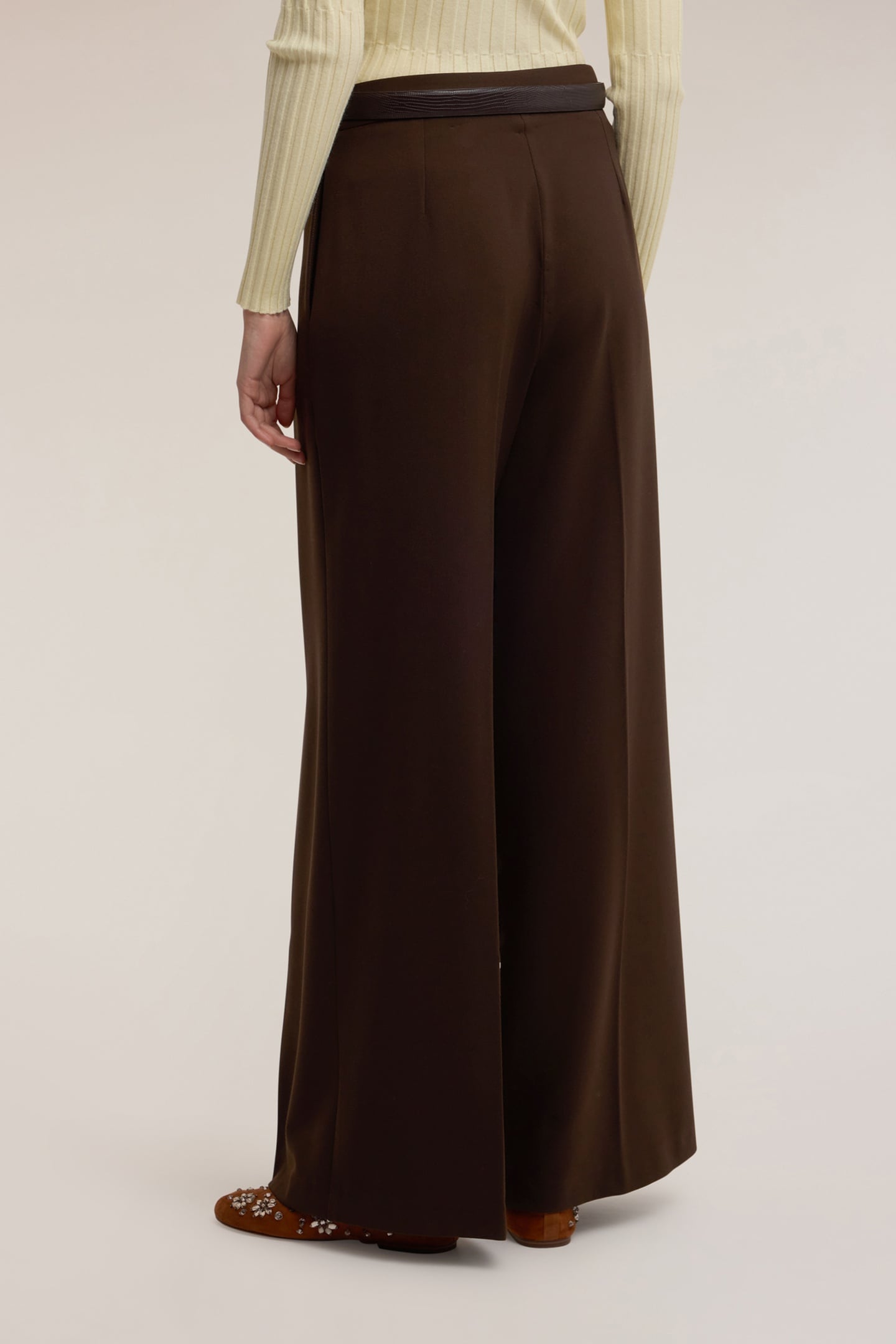 PALAZZO PANTS IN FLANNEL BROWN 3