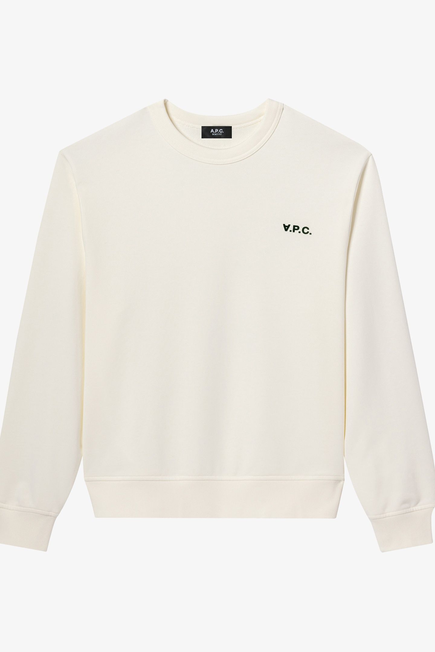 UNISEX SWEATSHIRT BOXY SMALL WHITE/GREEN 2