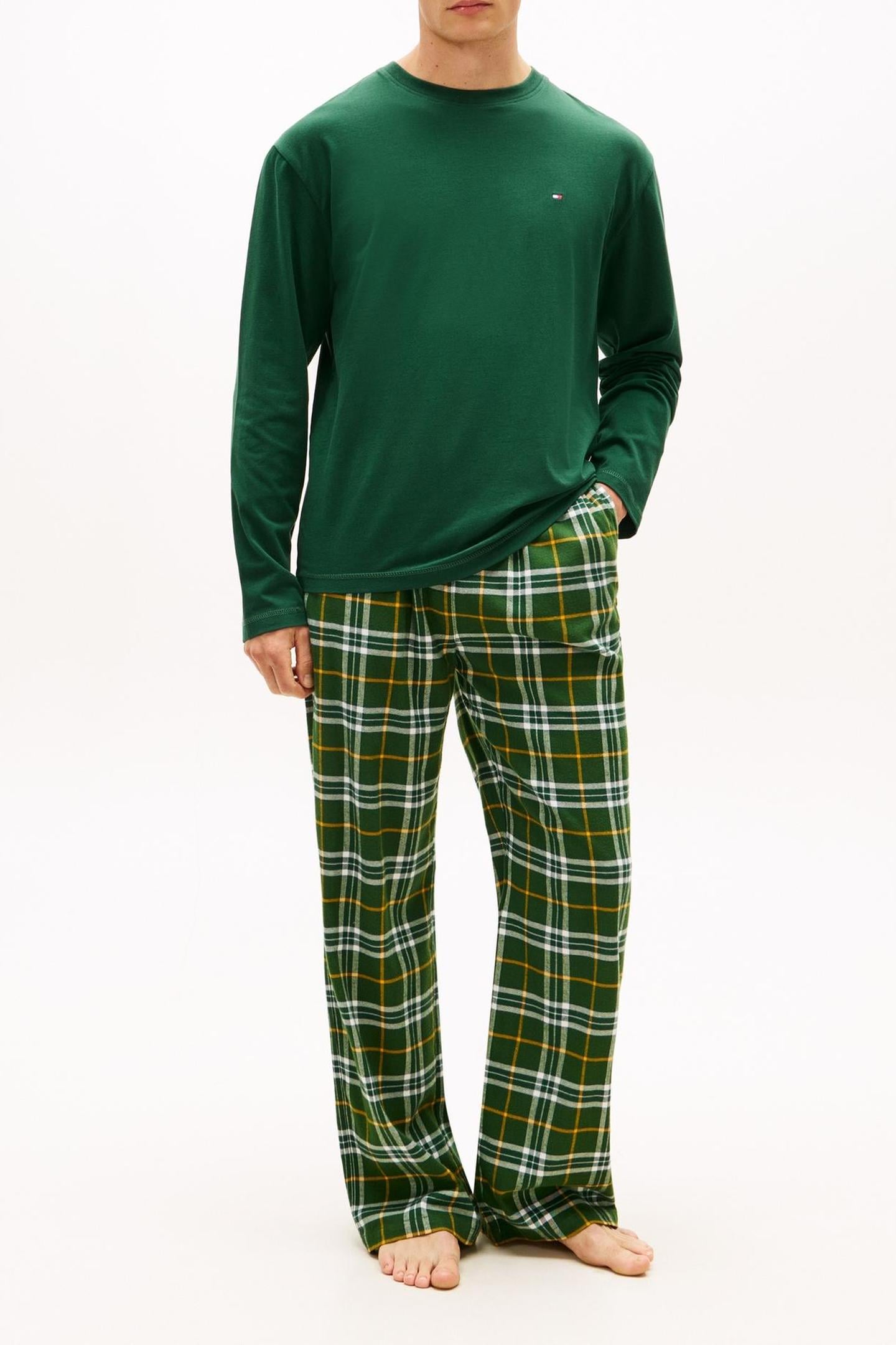 LS PJ RELAXED FLANNEL SET ORN GREEN/GREEN REIKER TARTEN 1