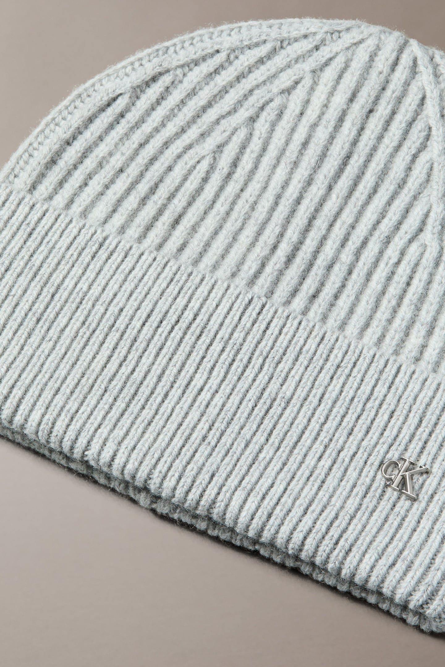 CK METAL WOOL BEANIE LIGHT GREY HEATHER 4