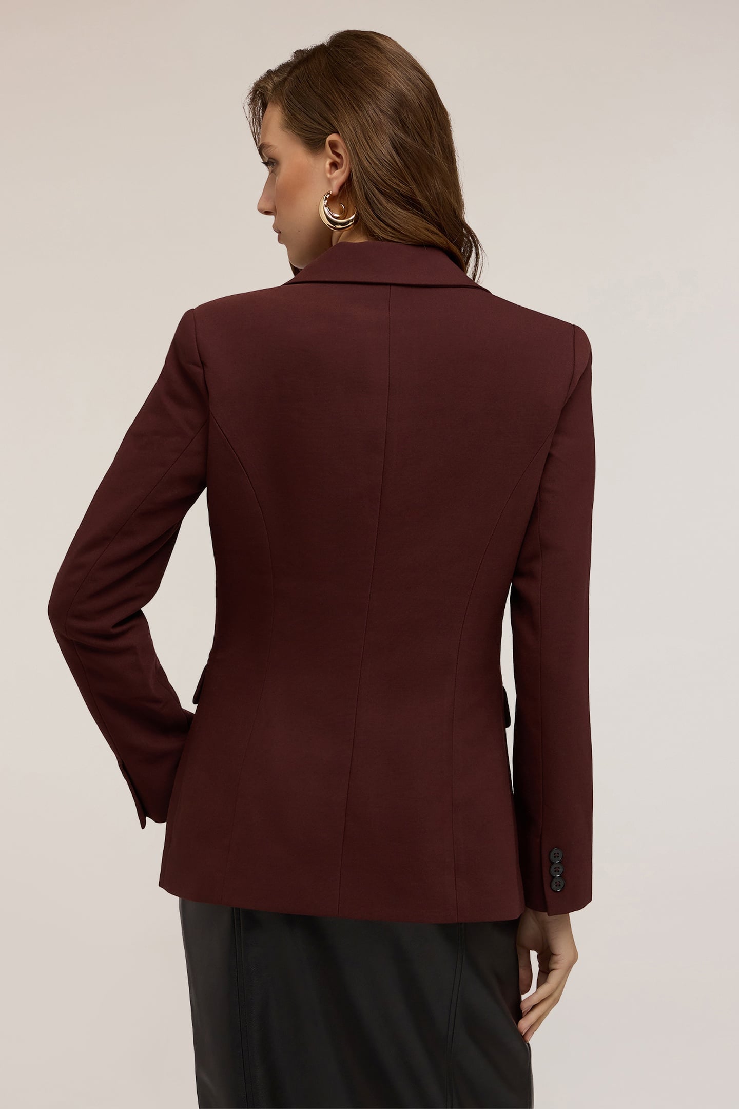 SINGLE-BREASTED VISCOSE BLEND BLAZER BROWN 3