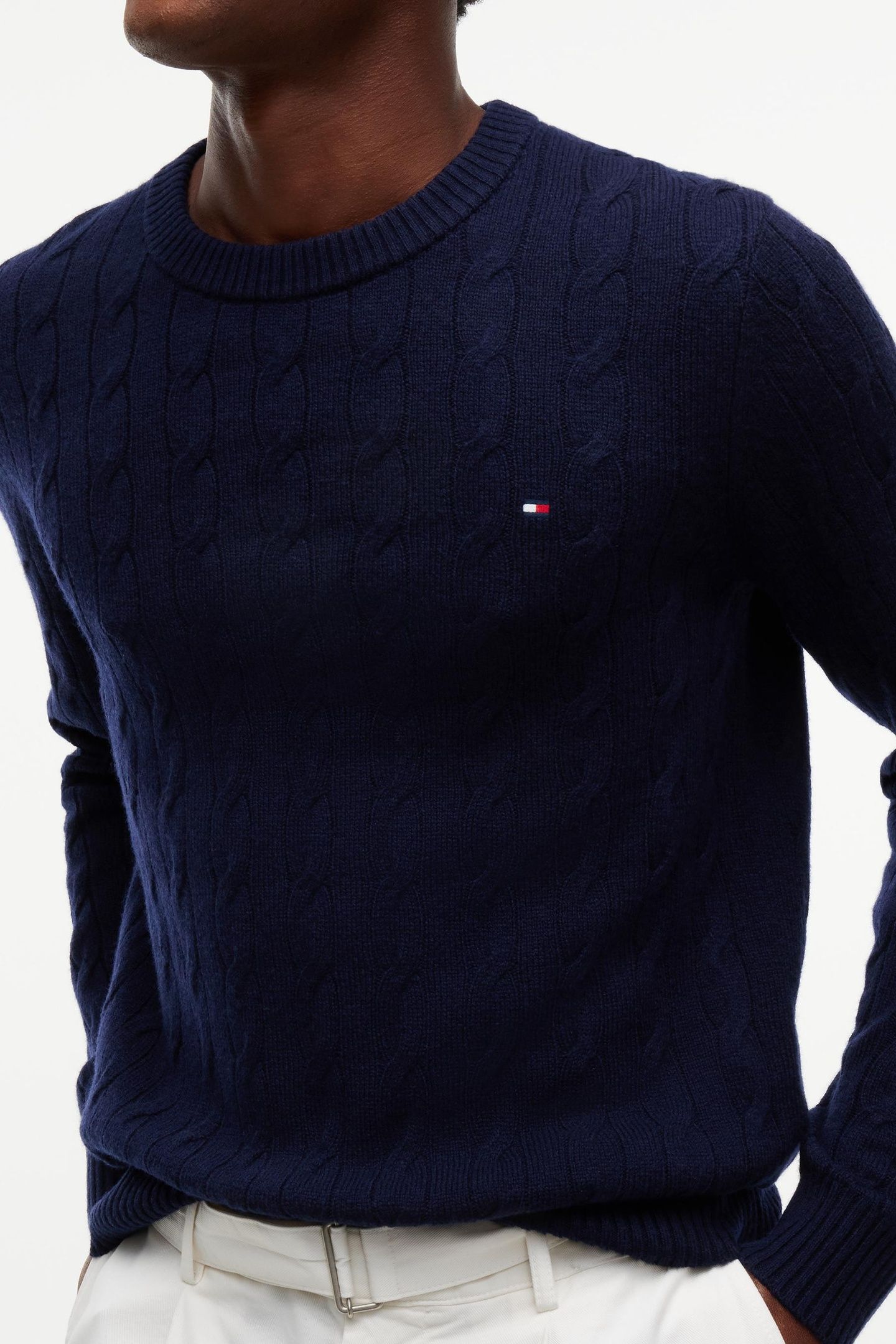 LAMBSWOOL CABLE CREW NAVY BLUE 6