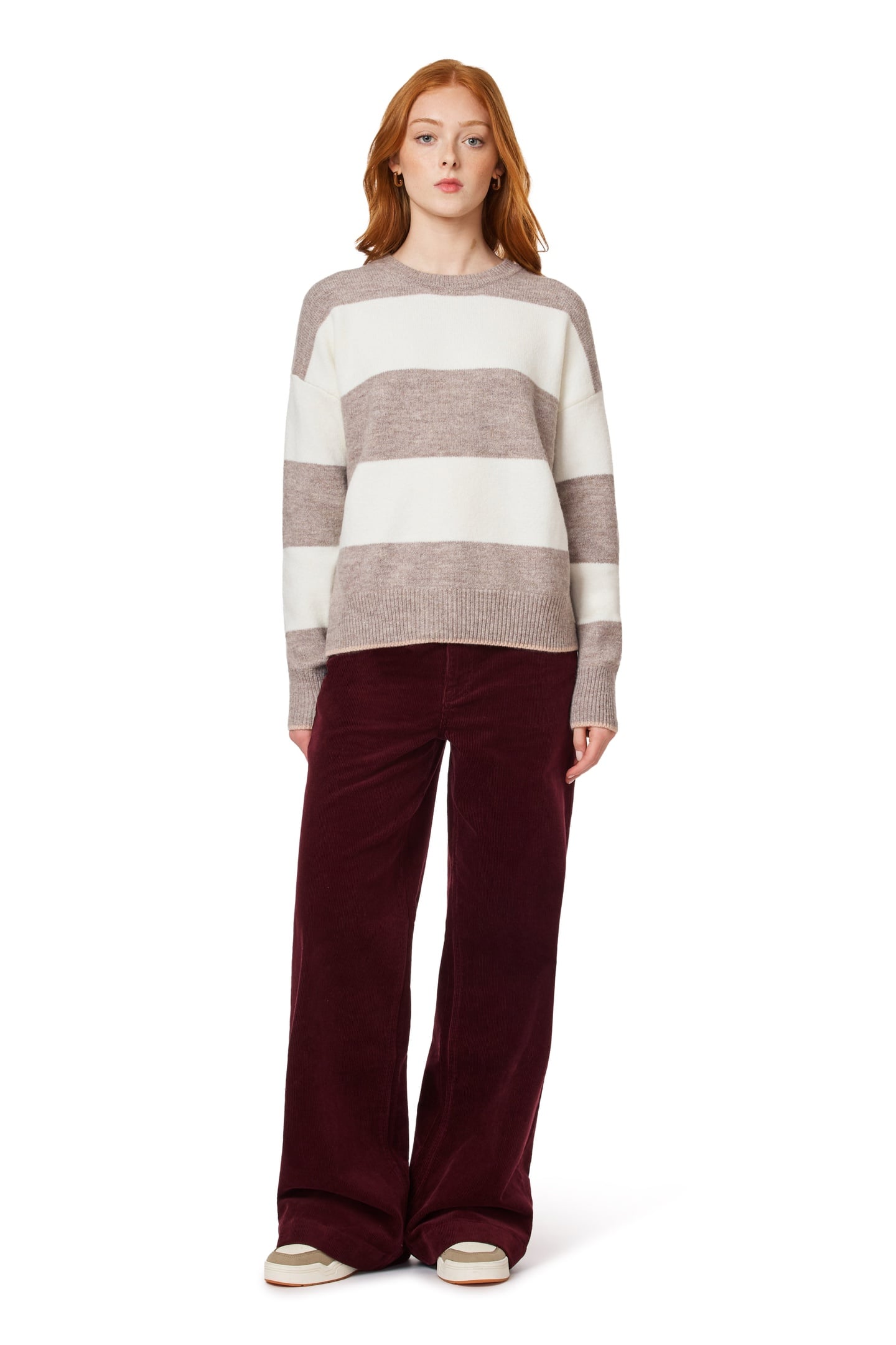 PULLOVER SWEATER MED BROWN HT/ IVORY 3