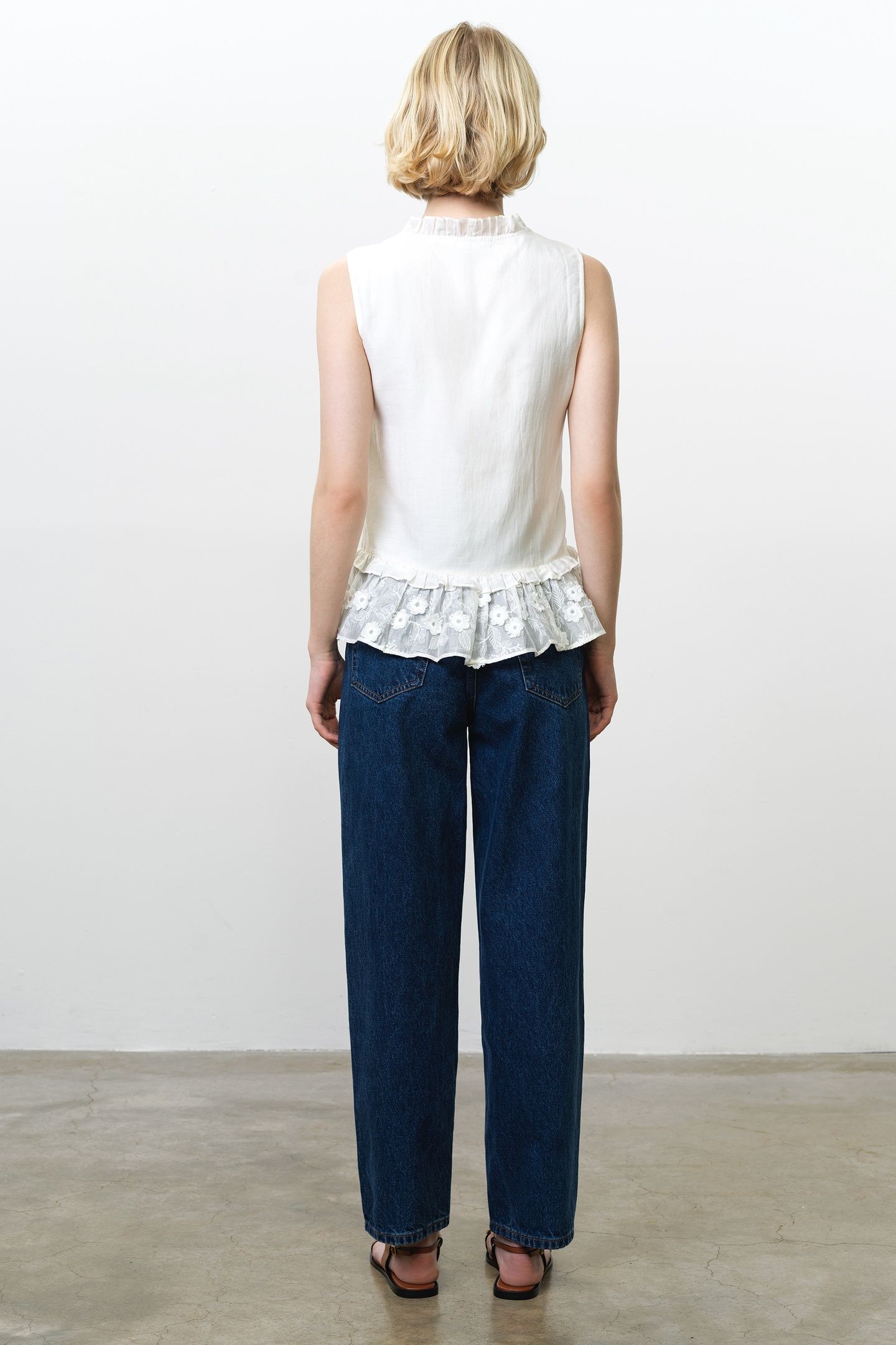 VANI COTTON PEPLUM TOP LINEN WHITE 2