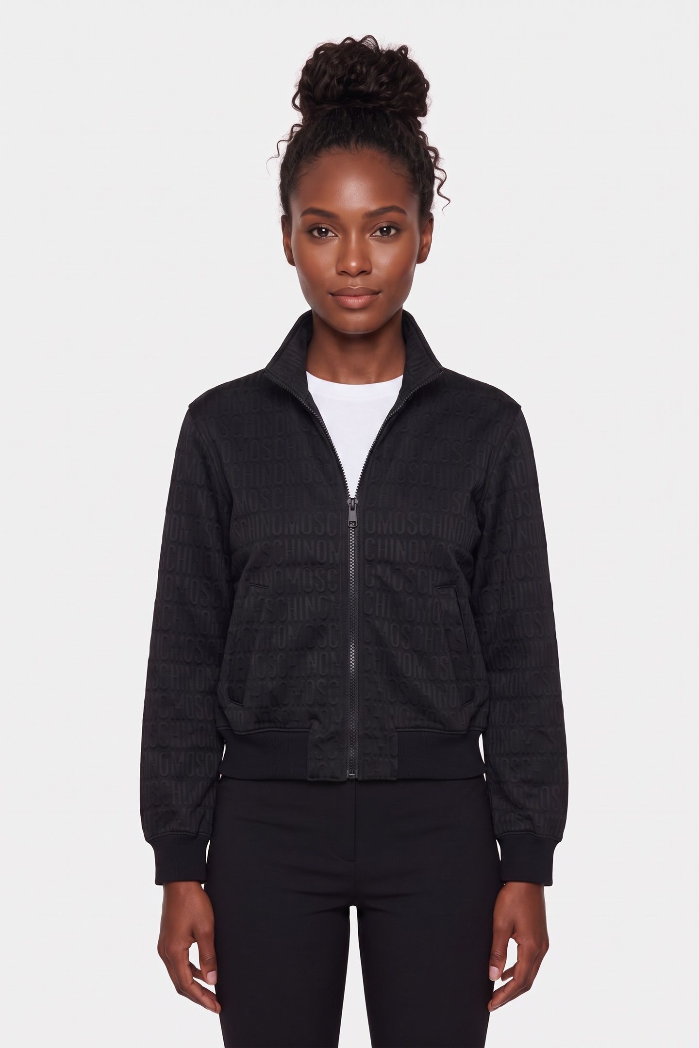 ALLOVER LOGO COTTON BLEND SWEATSHIRT BLACK 1