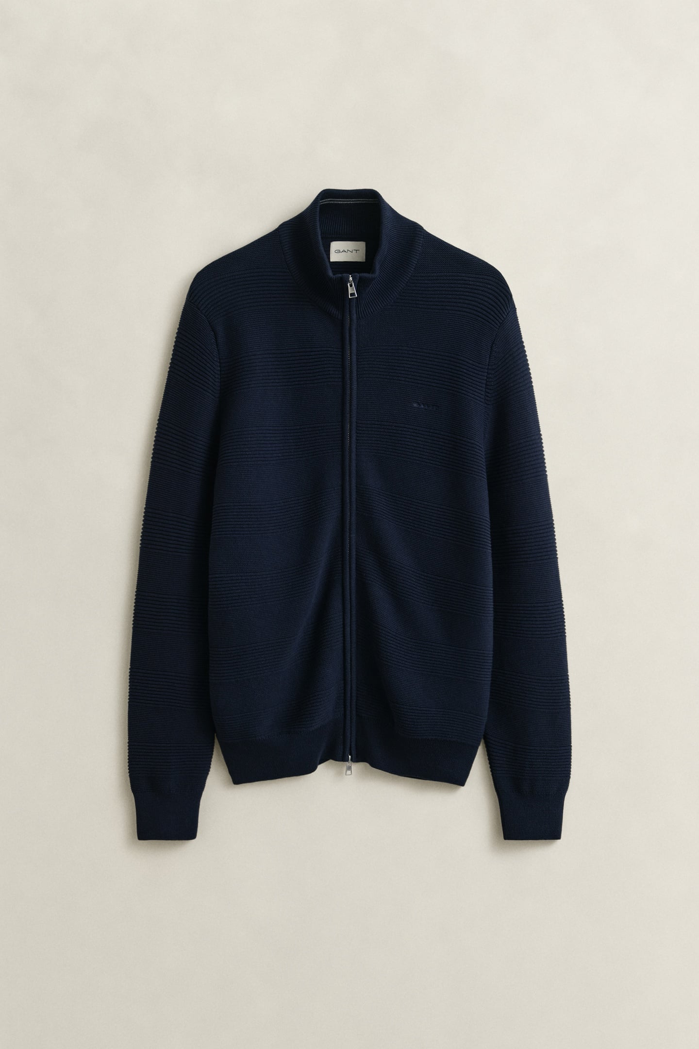 COTTON TEXTURE ZIPPED CARDIGAN EVENING BLUE 4