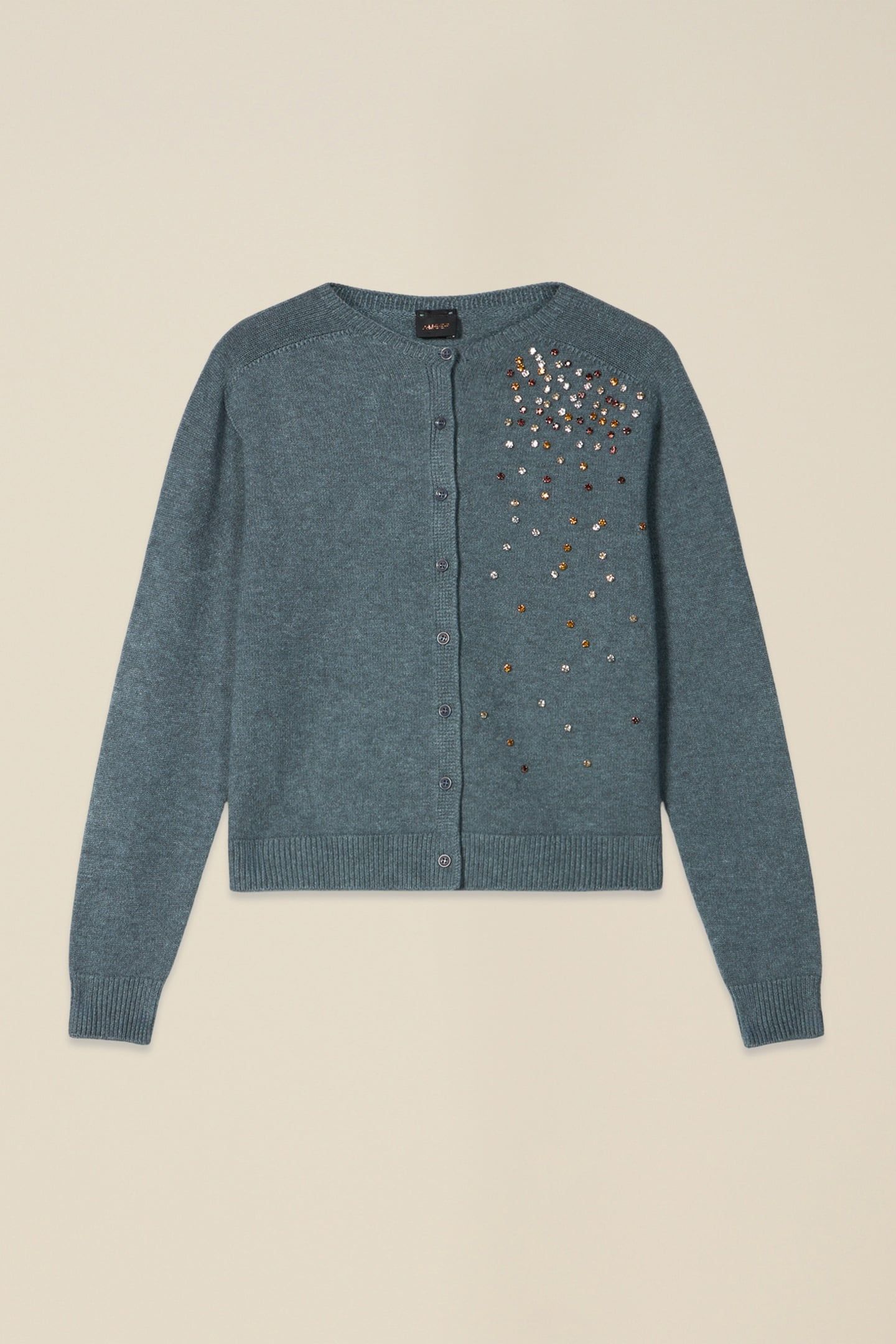 VISCOSE BLEND CARDIGAN WITH CRYSTALS GREY 3