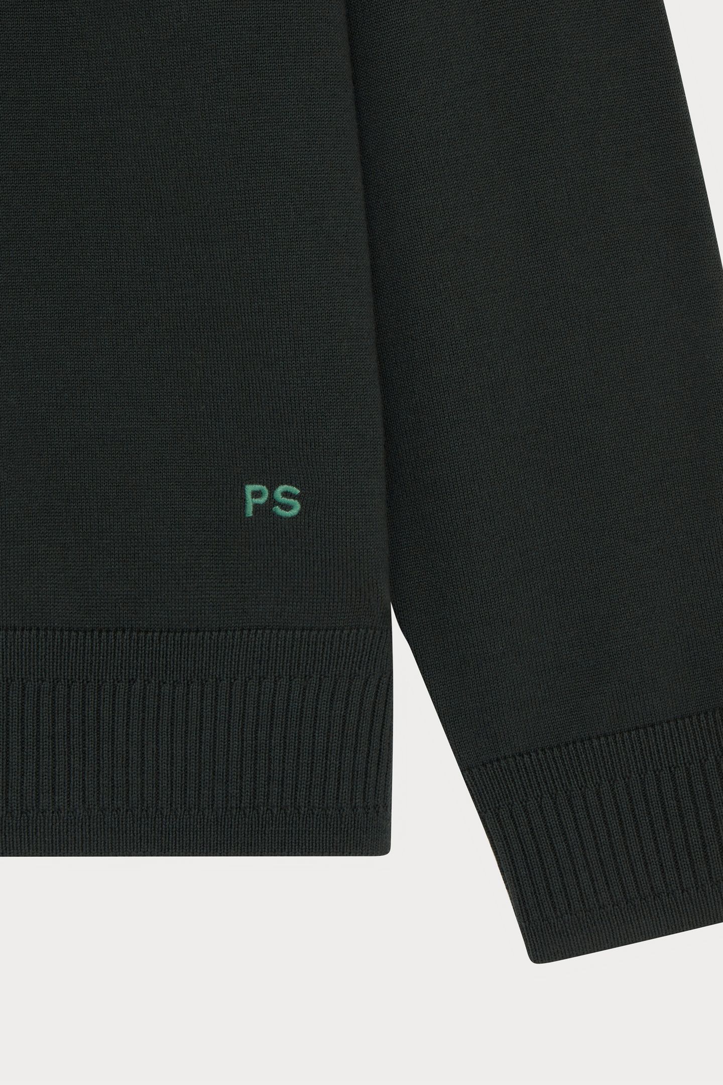 MENS SWEATER LS POLO VERY DARK GREEN 5