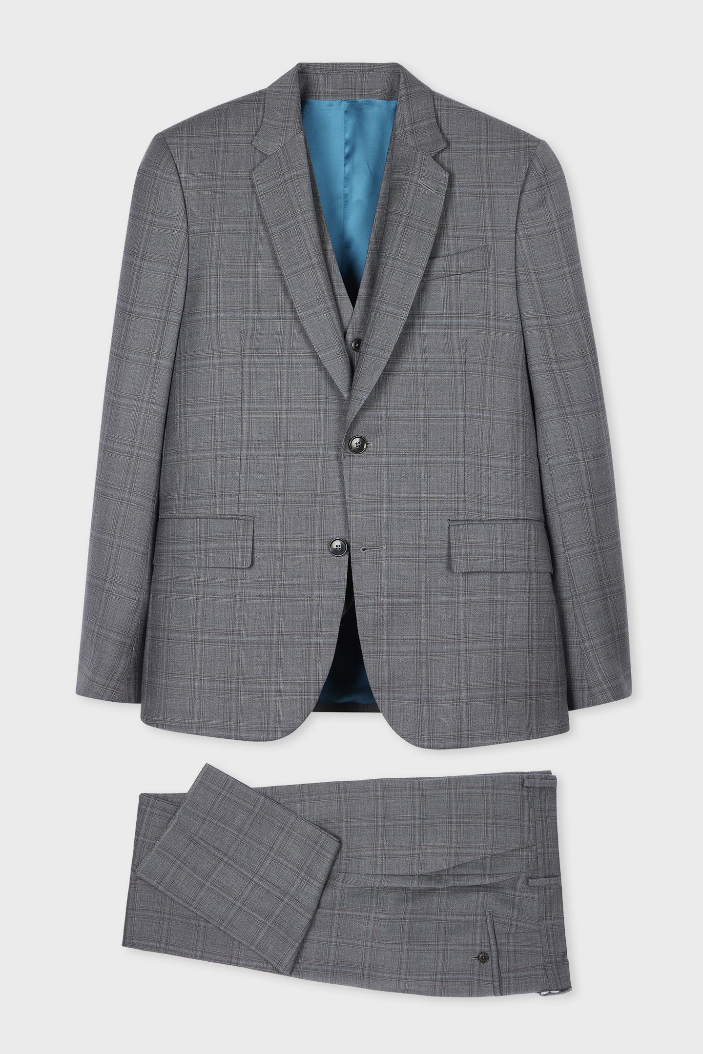 MENS TAILORED FIT 3PC 2 BUTTON SUIT GREY 5