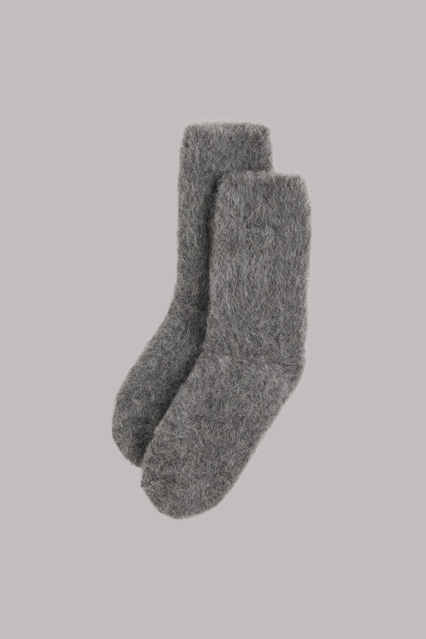 THE GREY FLUFFY ALPACA KNIT SOCKS 1