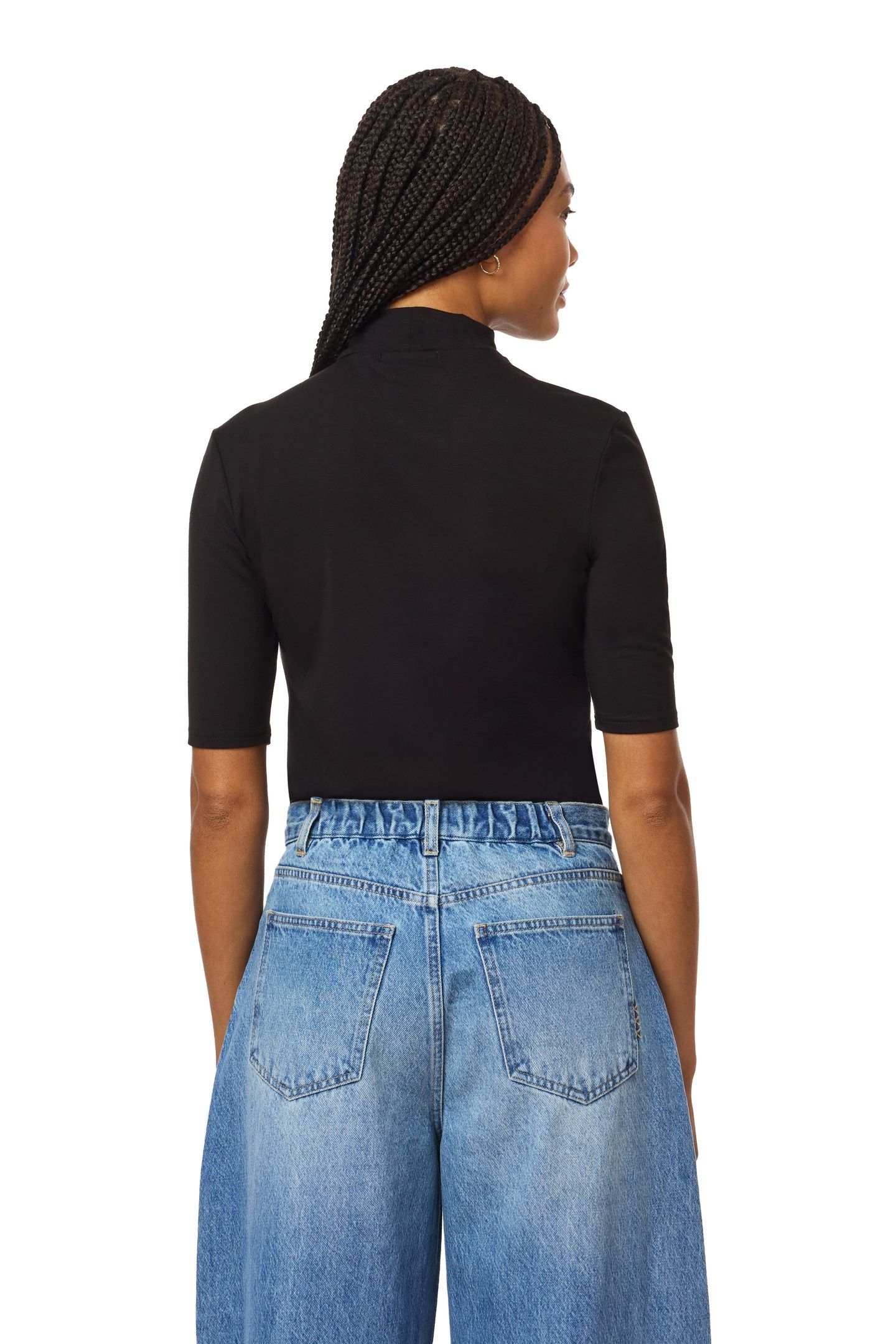 ELBOW SLV MOCK NECK TEE BLACK NIGHT 2