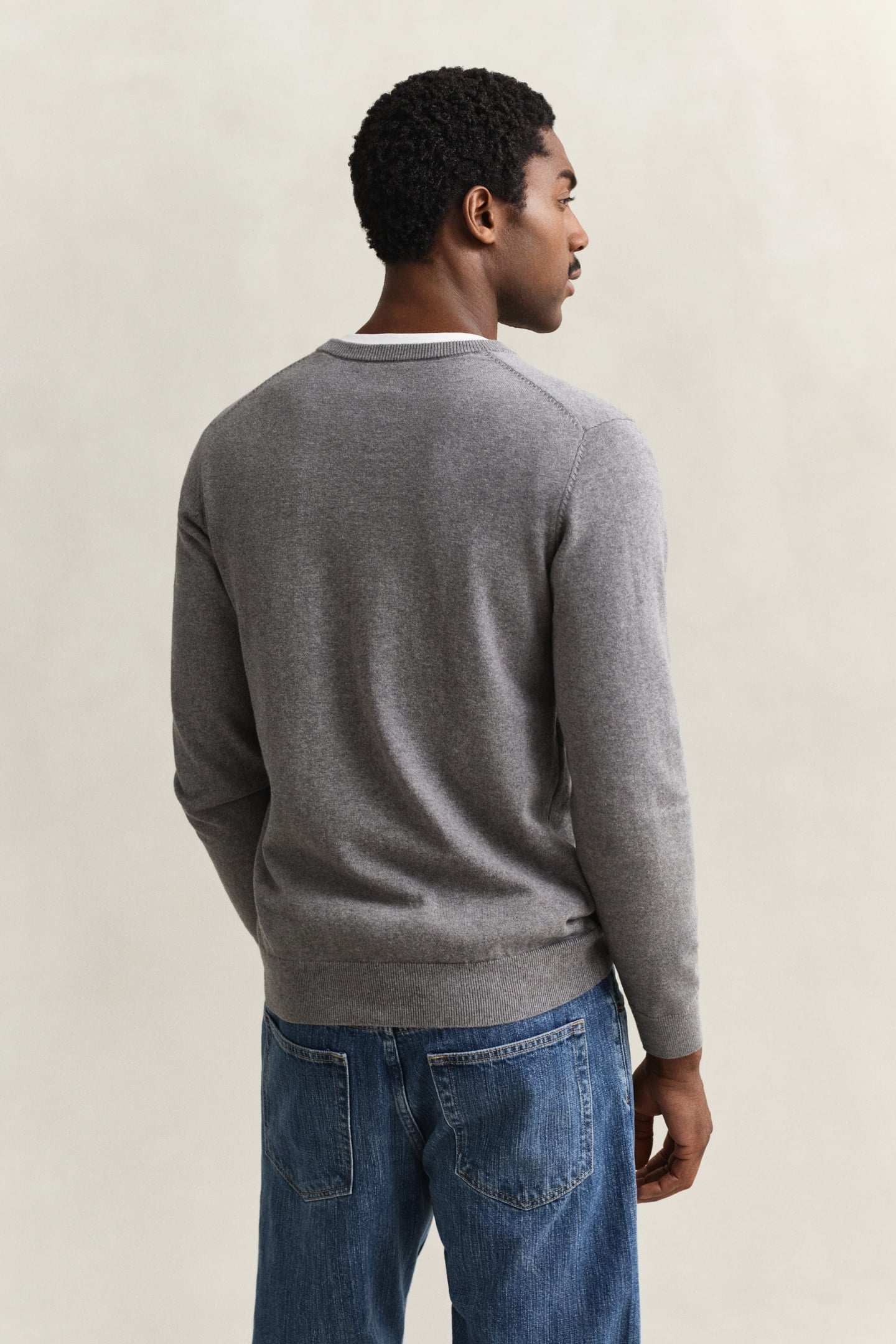 CLASSIC COTTON V-NECK DARK GREY MELANGE 3