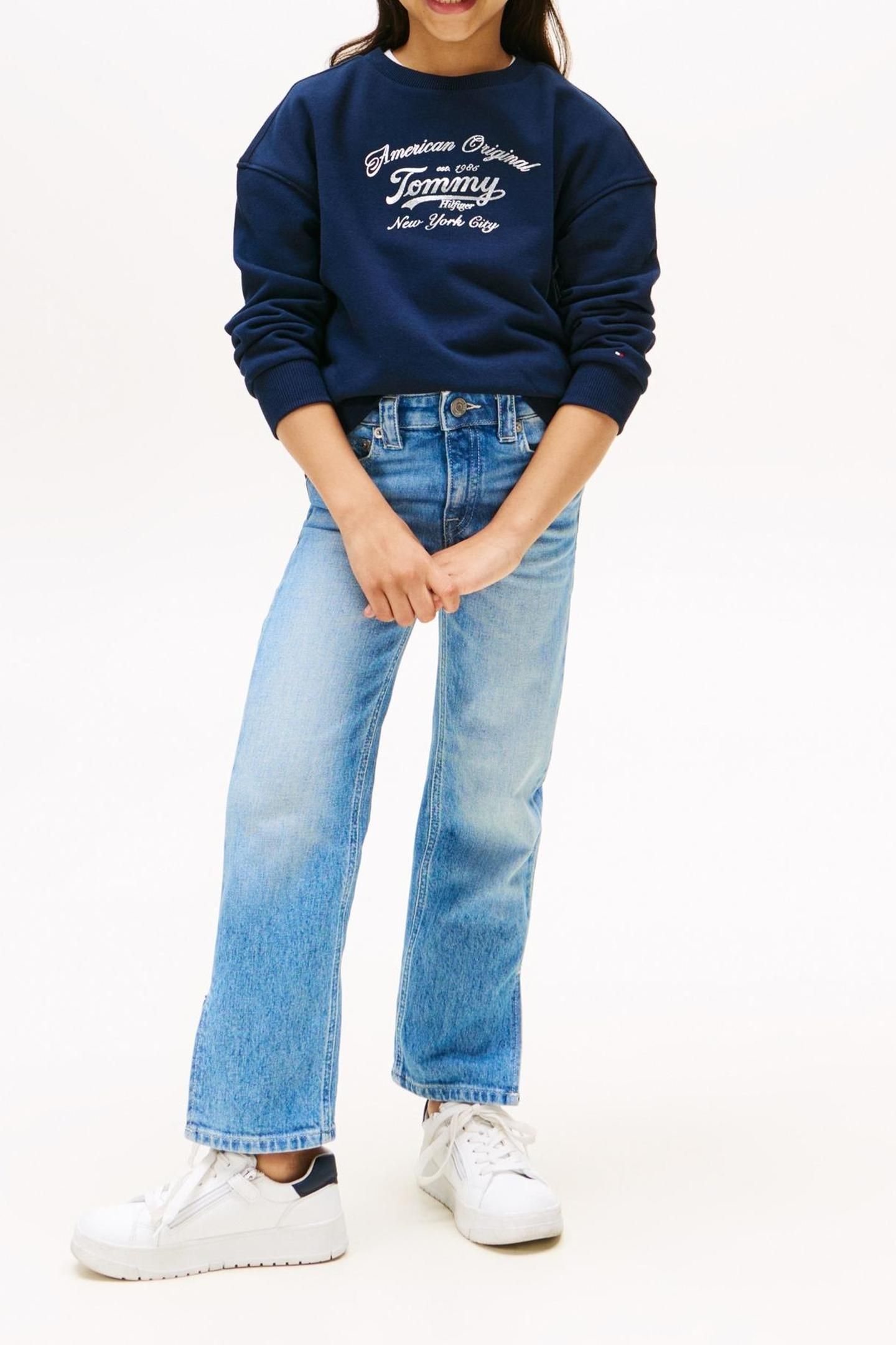 GIRLS TOMMY SCRIPT SWEATSHIRT DARK NIGHT NAVY 3