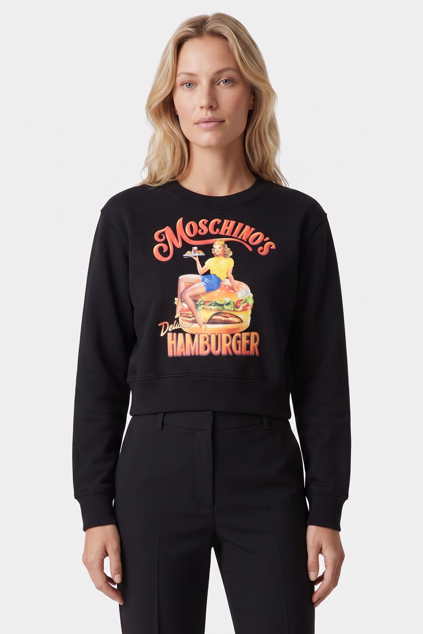 MOSCHINO'S HAMBURGER ORGANIC COTTON SWEATSHIRT BLACK 1