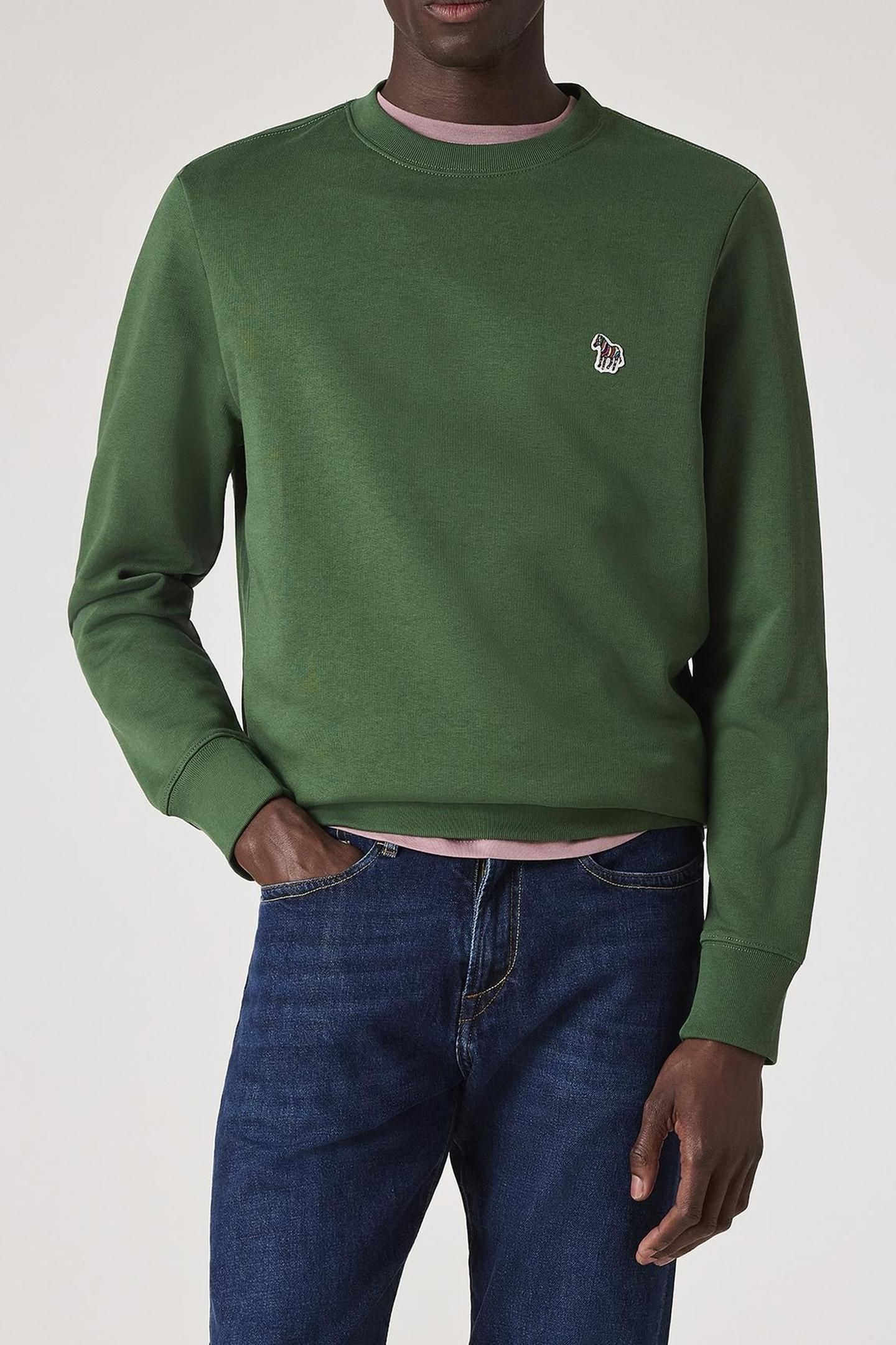 MENS REG FIT SWEATSHIRT ZEBRA EMERALD GREEN 1