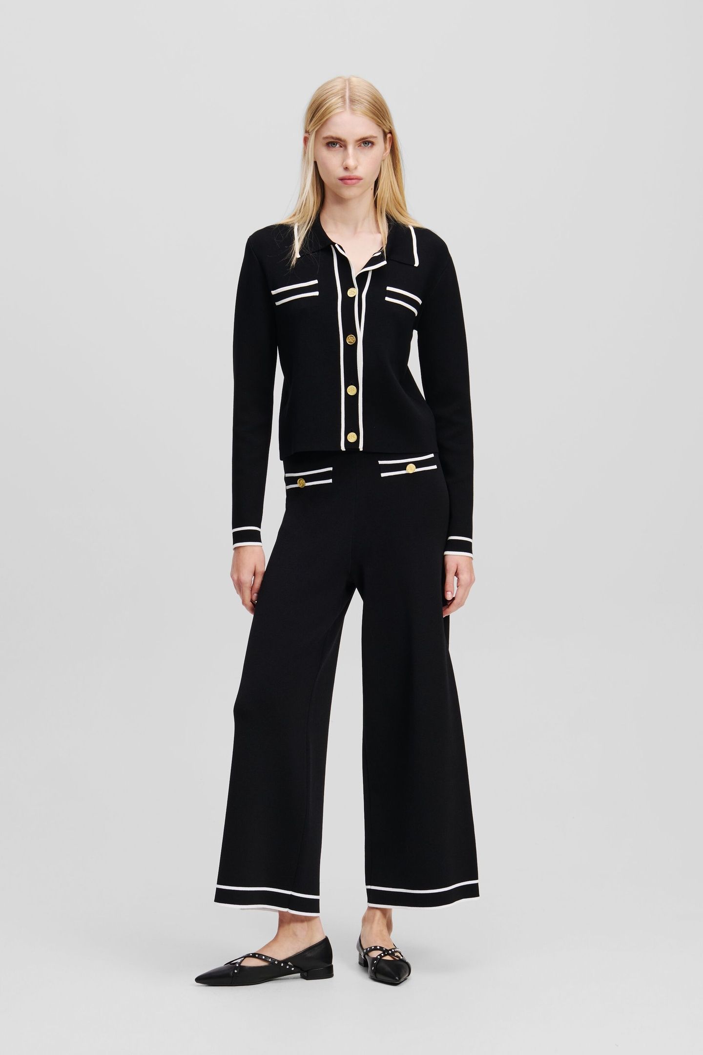 KARL WARDROBE KNIT CULOTTE WHITE/BLACK 2