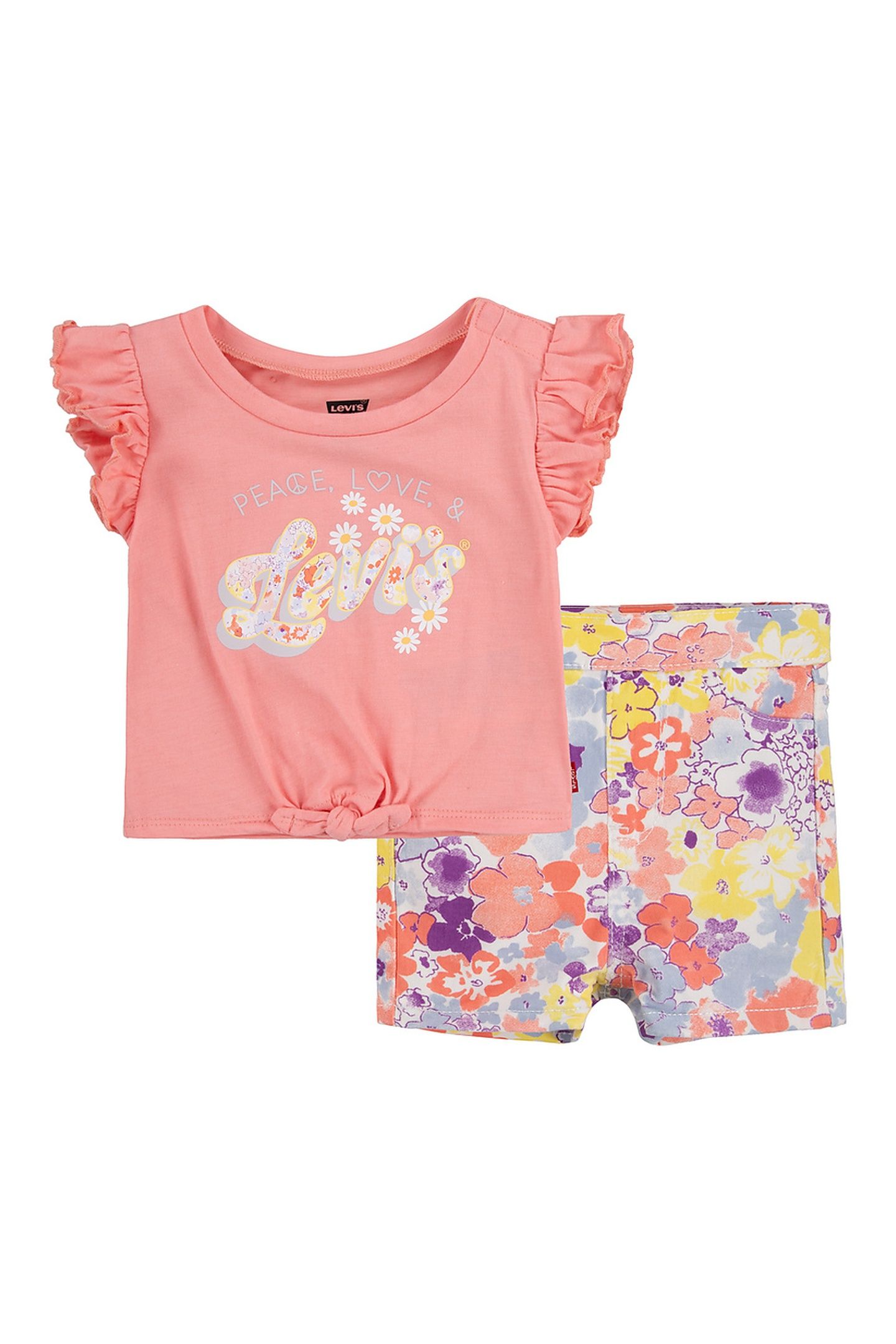 GIRLS 2PC TEE AND WOVEN SHORT SET FLORAL BLOOMS 1
