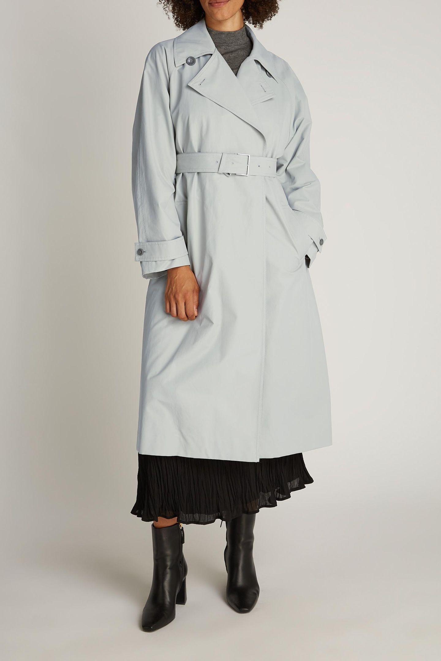 COTTON NYLON TRENCH COAT OCEAN MIST GREY 3