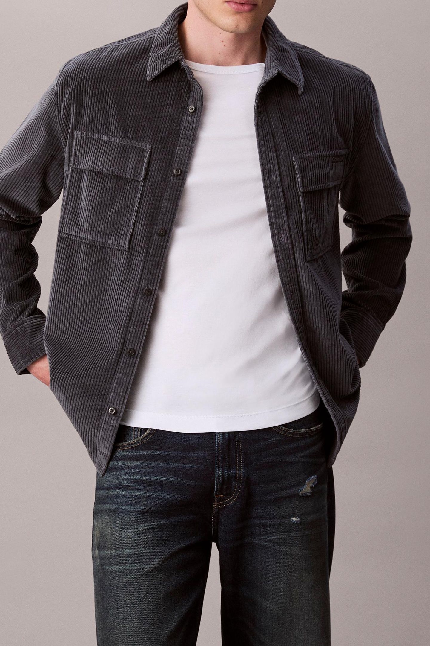 LS CORDUROY POCKET SHIRT HARLEM NIGHT BLUE 1