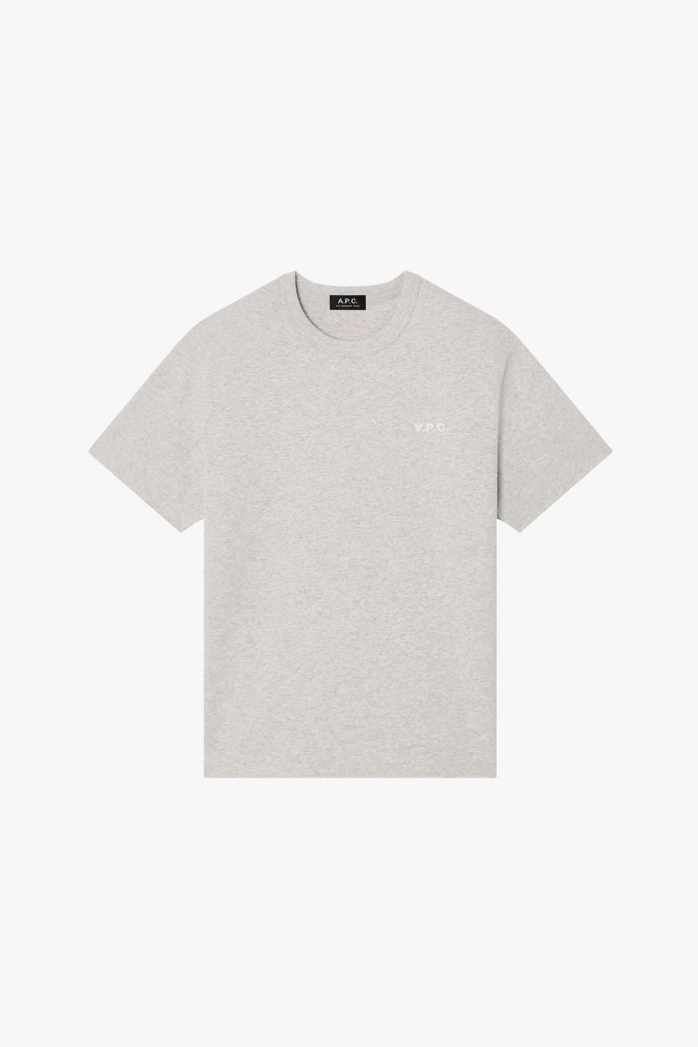 UNISEX T-SHIRT BOXY SMALL HEATHERED PUTTY/ECRU 2