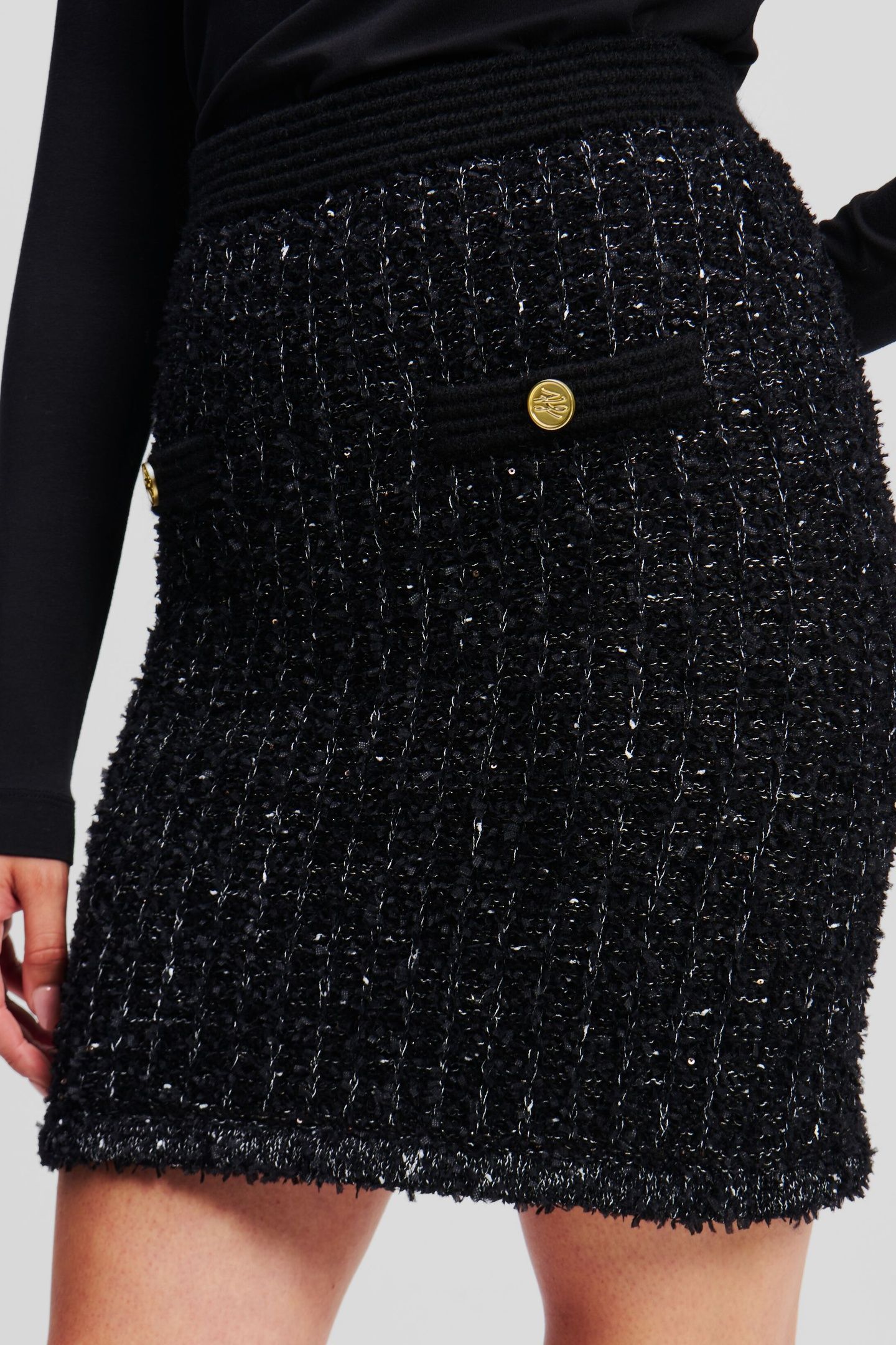BOUCLE KNIT SKIRT BLACK 6