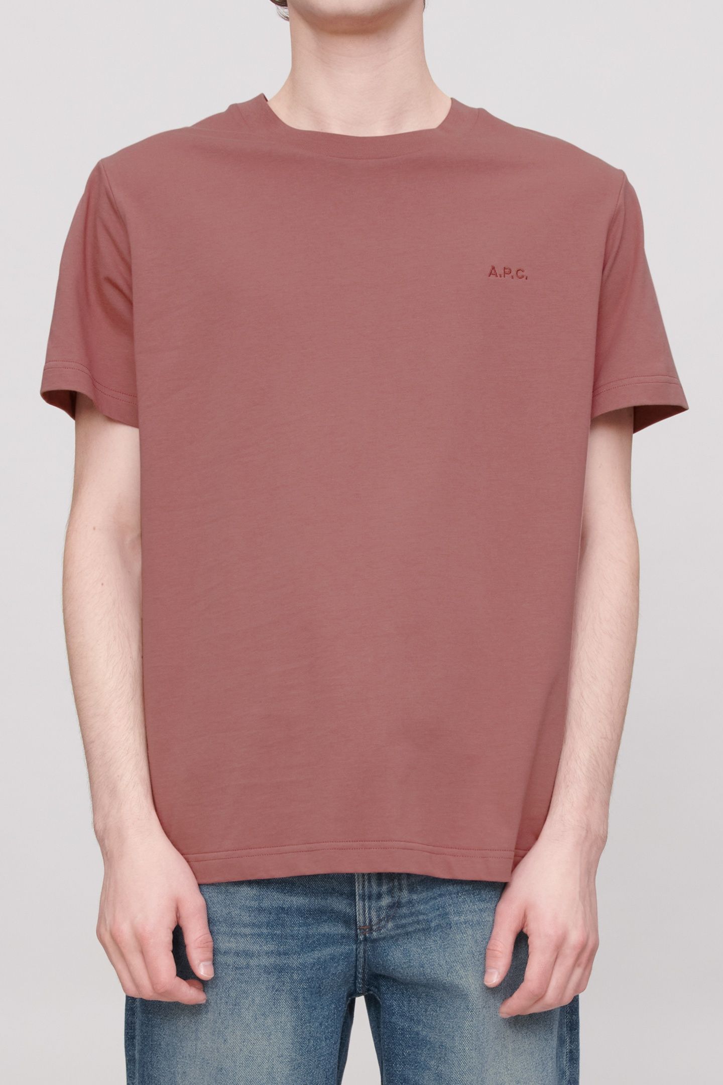 UNISEX T-SHIRT STANDARD EMBROIDERED OLD ROSE/DUSTY PINK 1