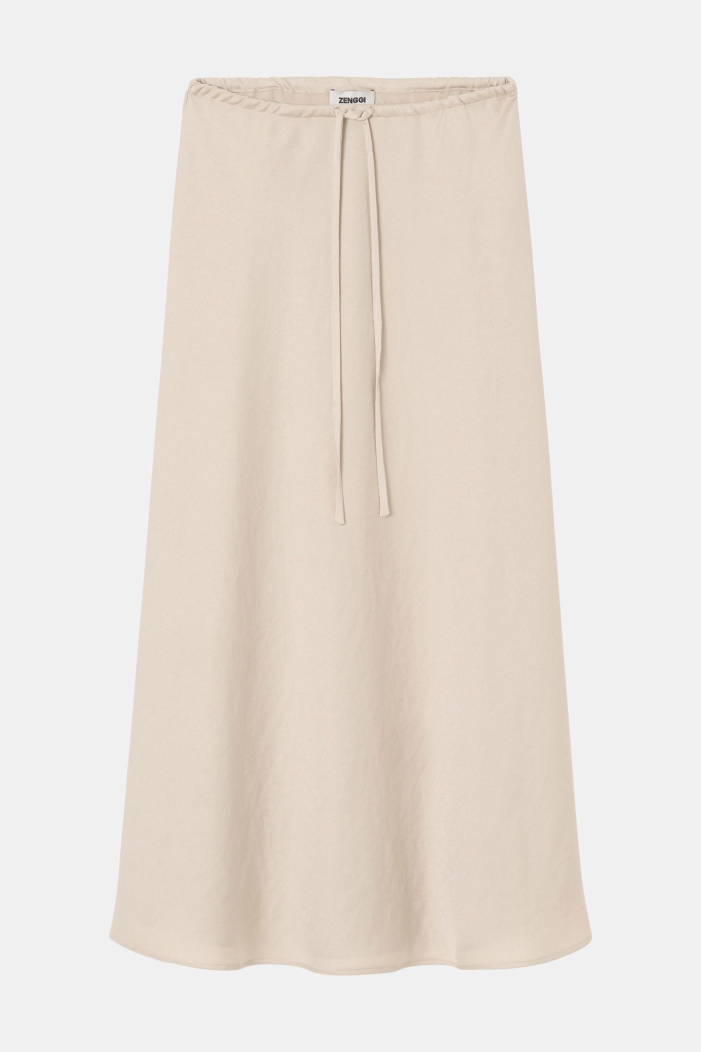 WASHED SATIN DRAWSTRING SKIRT CHALK 4