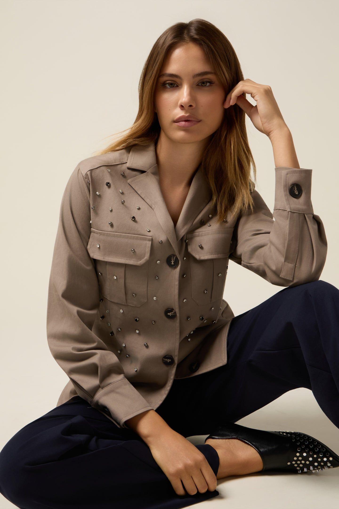 SHIRT JACKET WITH PATCH POCKETS BEIGE 5