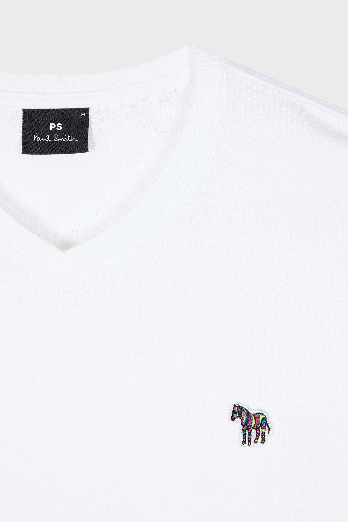 MENS REG FIT SS V NECK TSHIRT ZEBRA WHITE 3