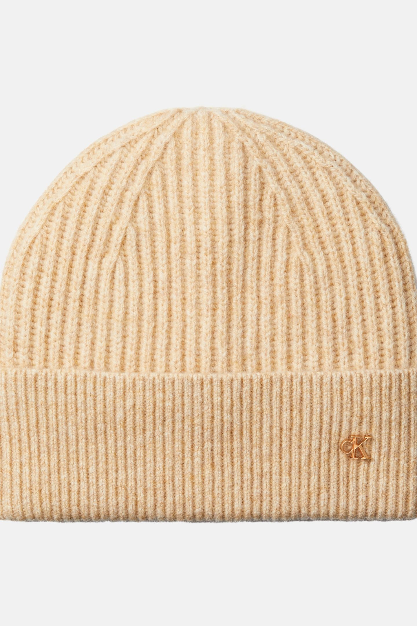 CK METAL WOOL BEANIE BEIGE HEATHER 2