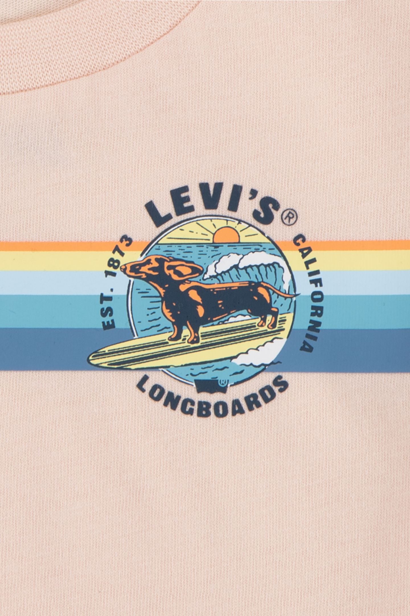 BOYS RETRO STRIPE SURF TEE PALE PEACH 3