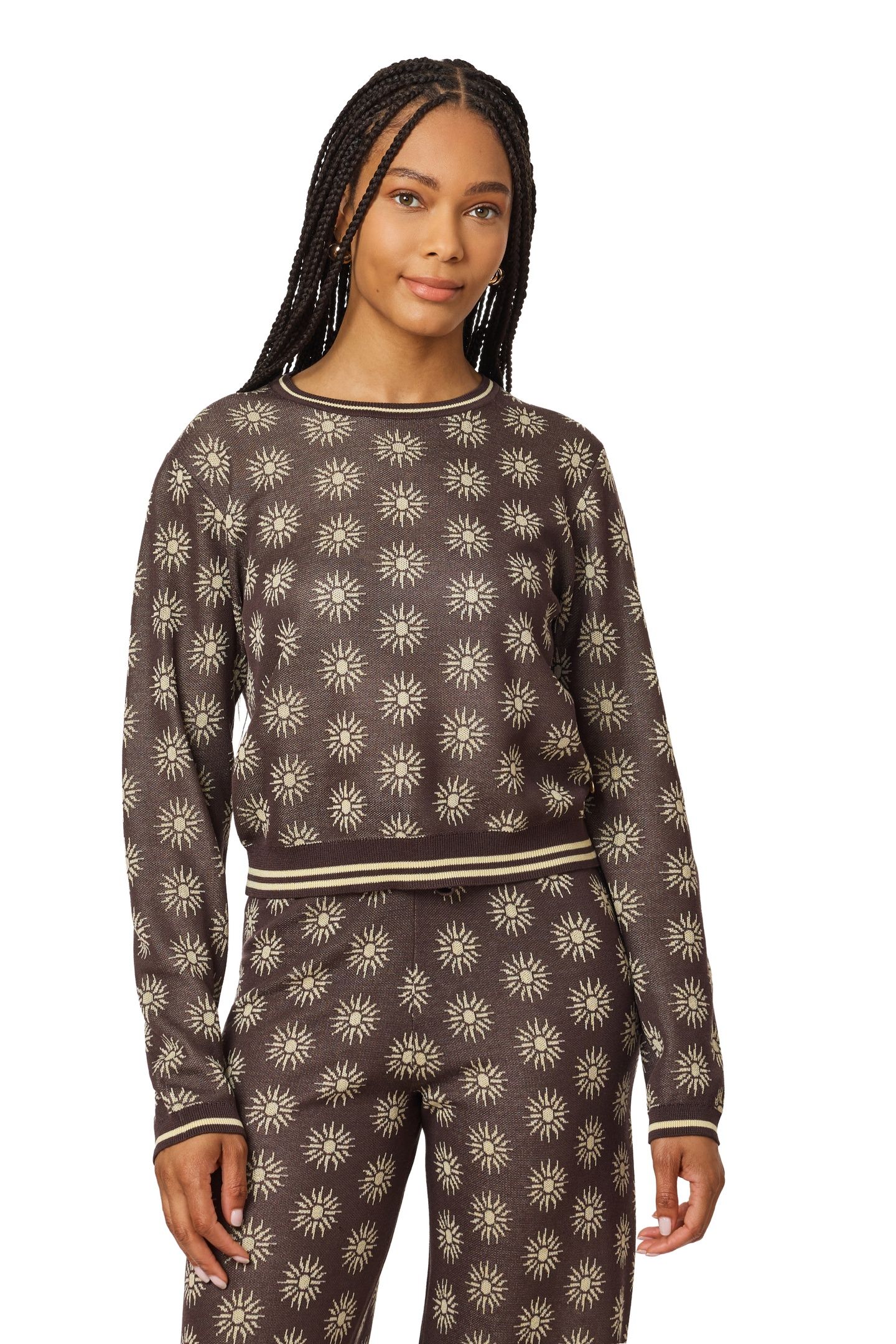 JACQUARD PULLOVER SEAL BROWN/ REED YELLOW 1