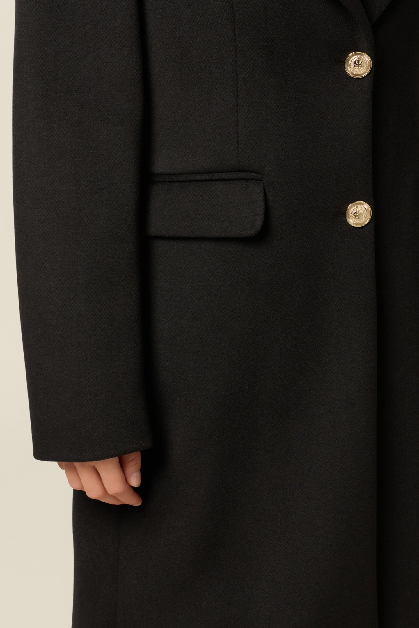 MIDI COAT WITH GOLDEN BUTTONS BLACK 4