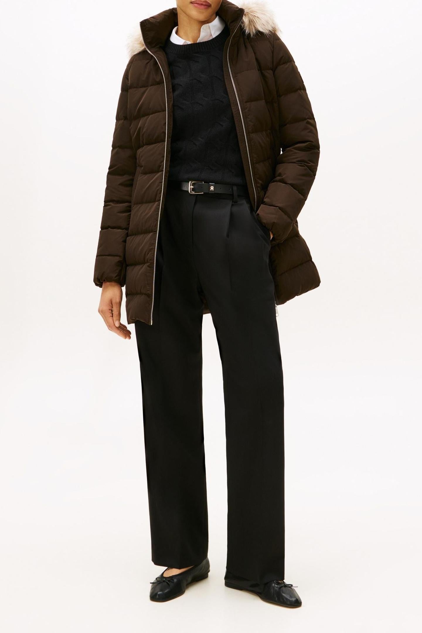 MW DOWN SLIM COAT DARK COFFEE 1