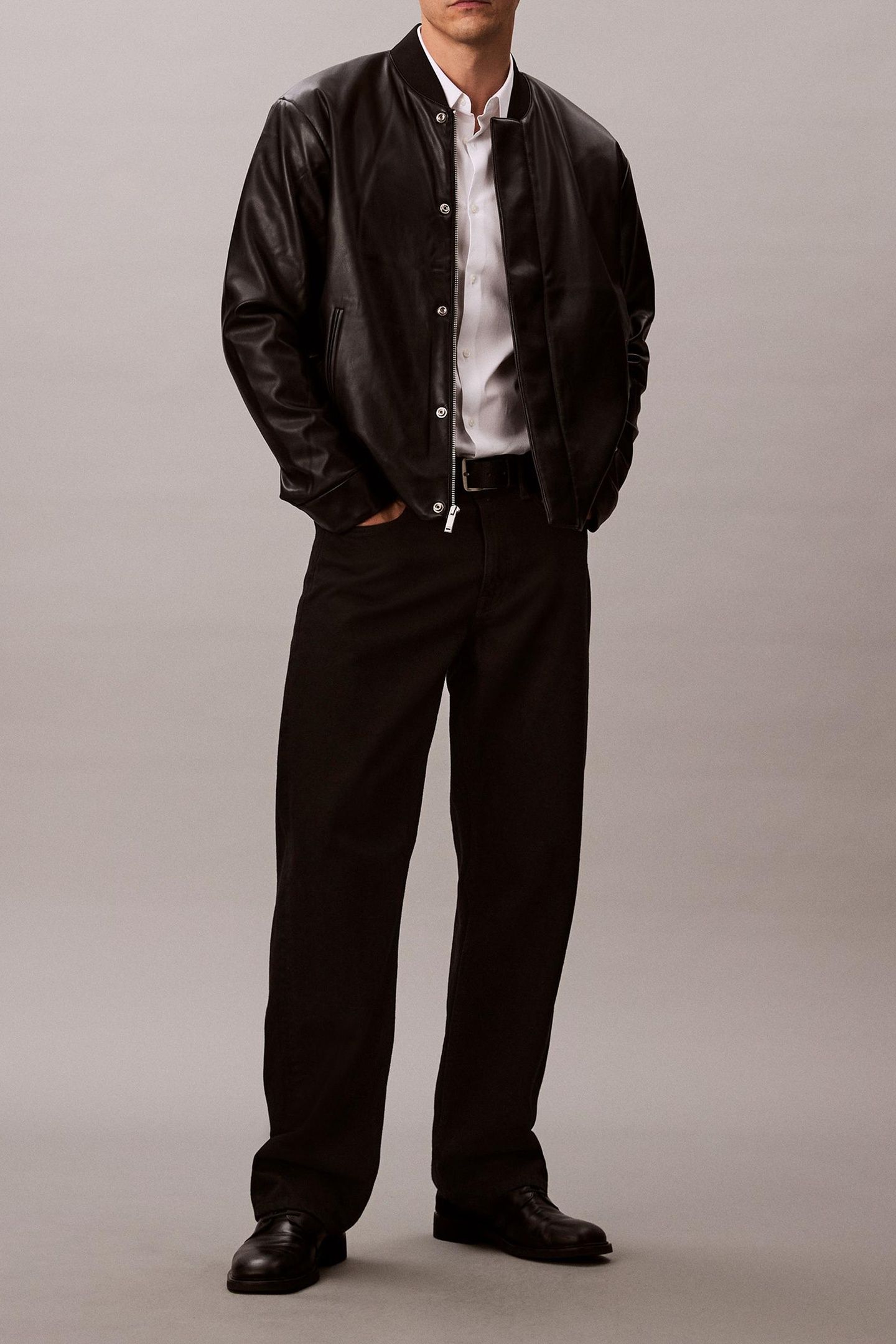 LS FAUX LEATHER BOMBER BLACK 3