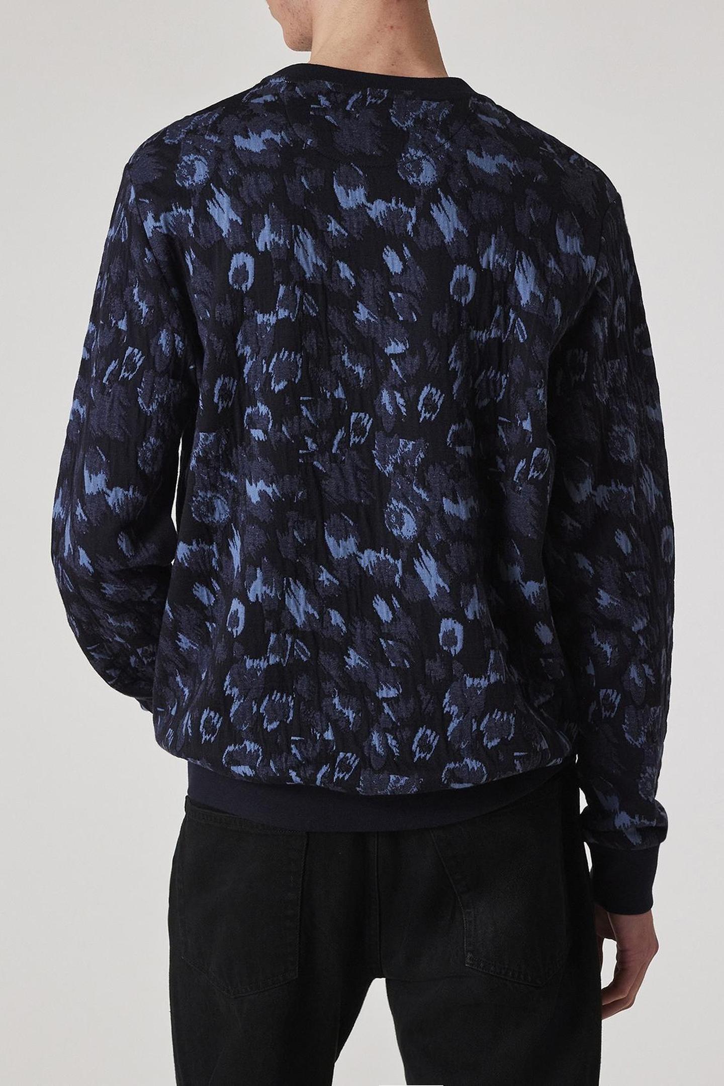 MENS LEOPARD JACQUARD SWEATSHIRT VERY DARK NAVY 3