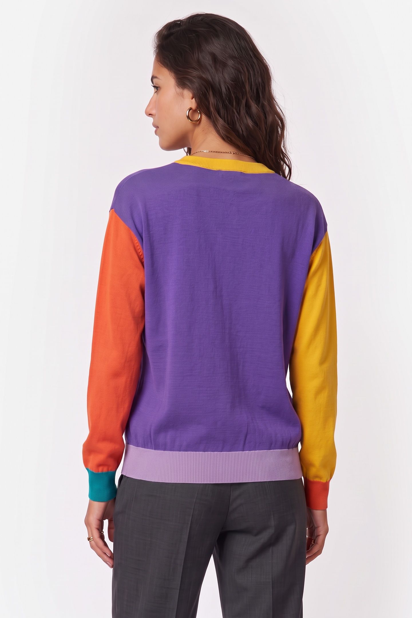 COLOR BLOCK WOOL PULLOVER BLUE 2