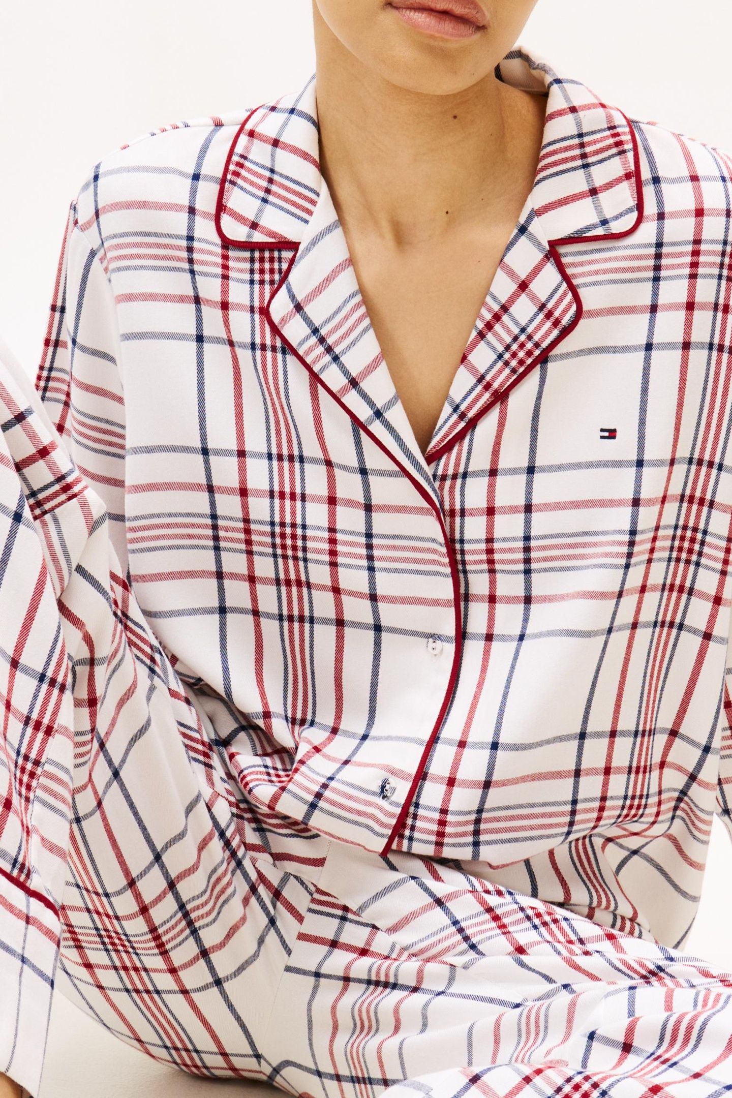 GIFT LOOSE FLNL SHIRT SET CITY PLAID IVORY SILK 5