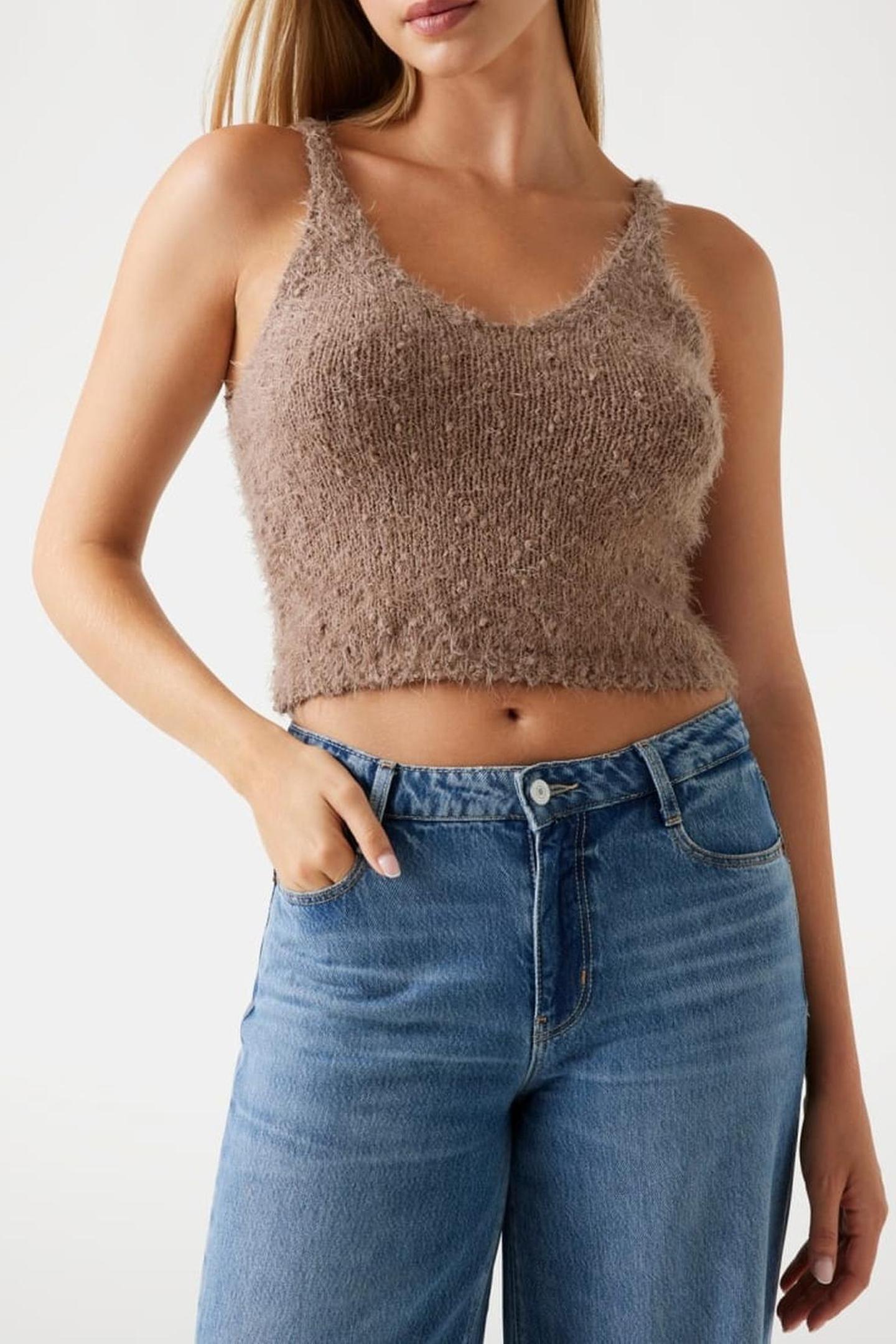 SL DBL VN BEA TANK SILK TAUPE MULTI 1