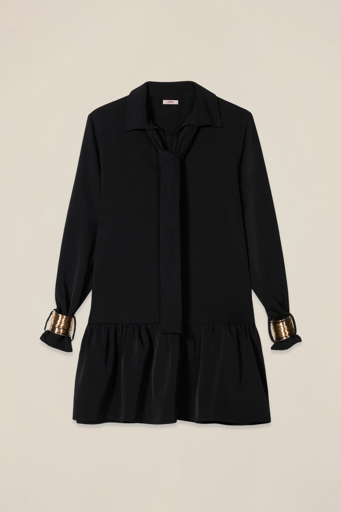 FLARED DRESS WITH GOLDEN BRACELETS BLACK 3