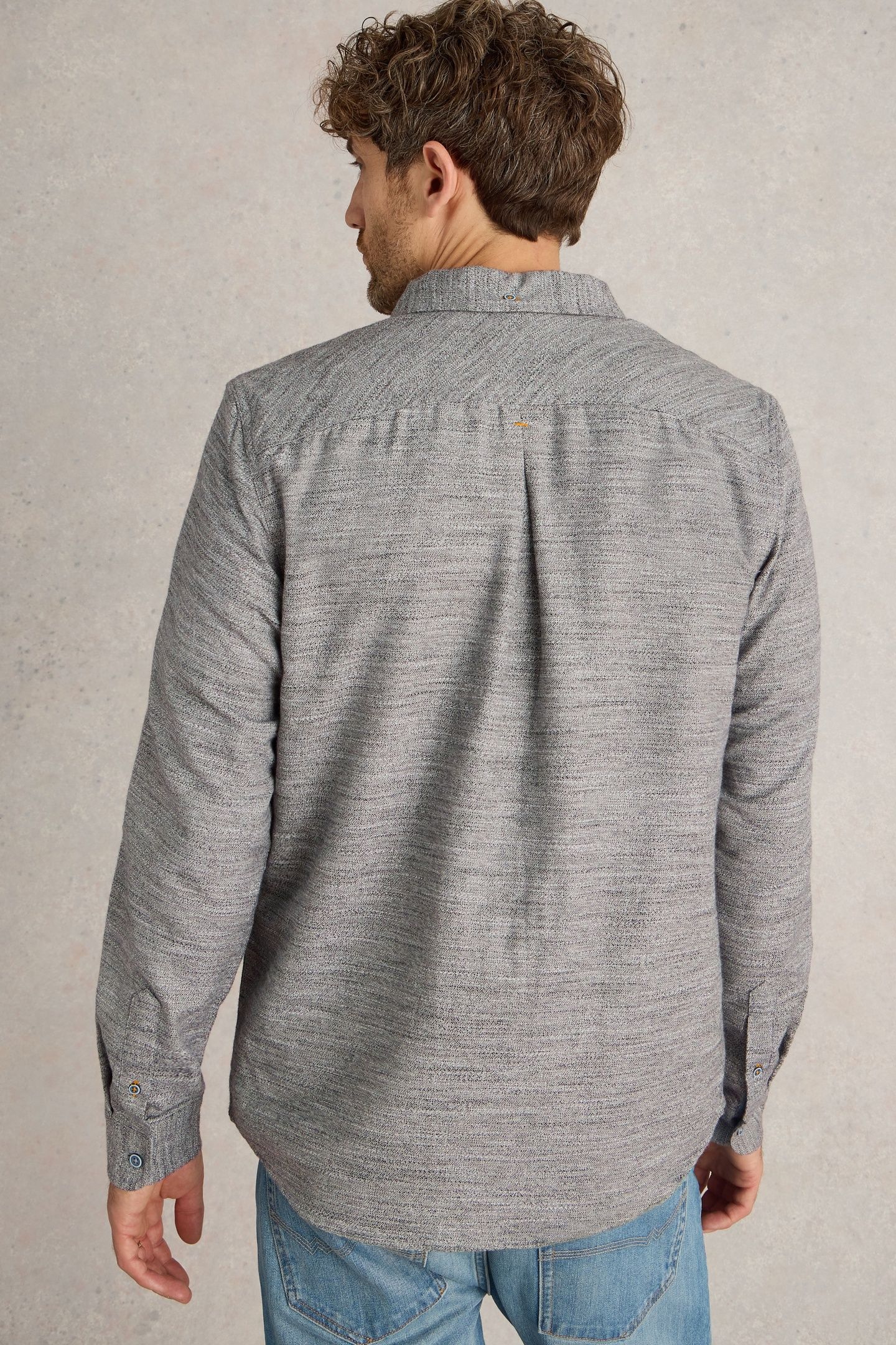 TEXTURED SLUB LS SHIRT LIGHT GREY 2