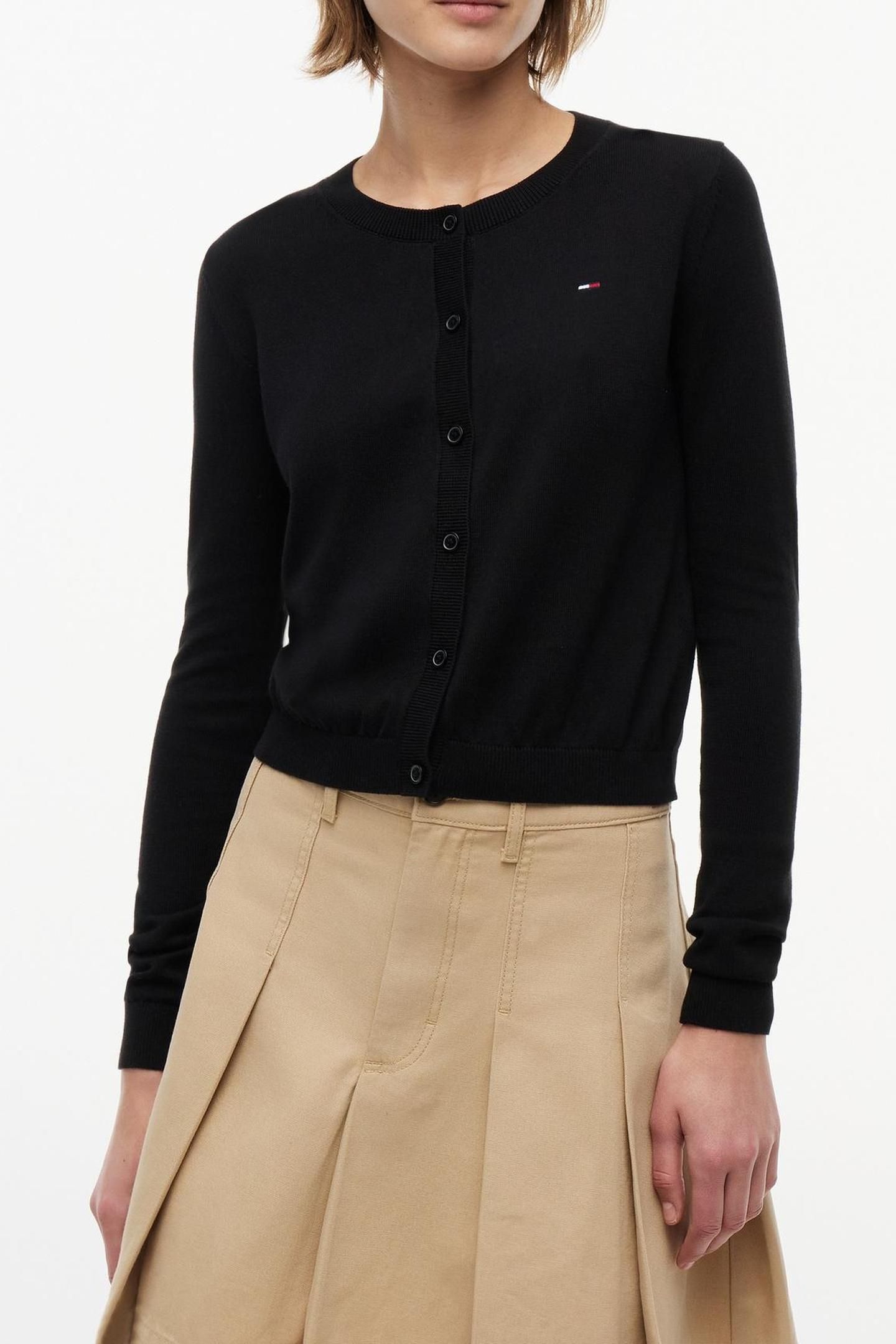 CREW NECK CARDIGAN BLACK 1