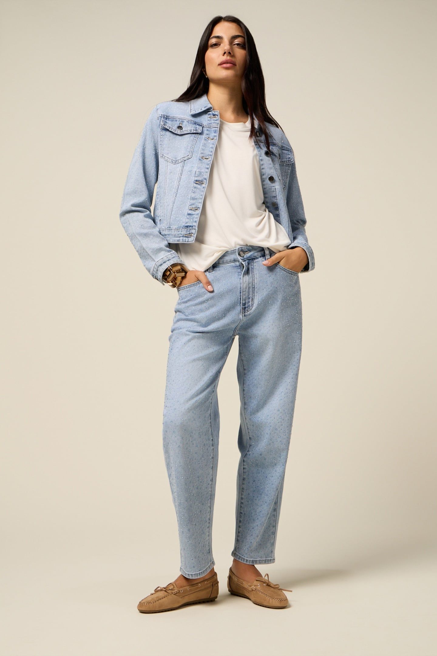 REGULAR JEANS WITH MICRO CRYSTALS LIGHT BLUE 2