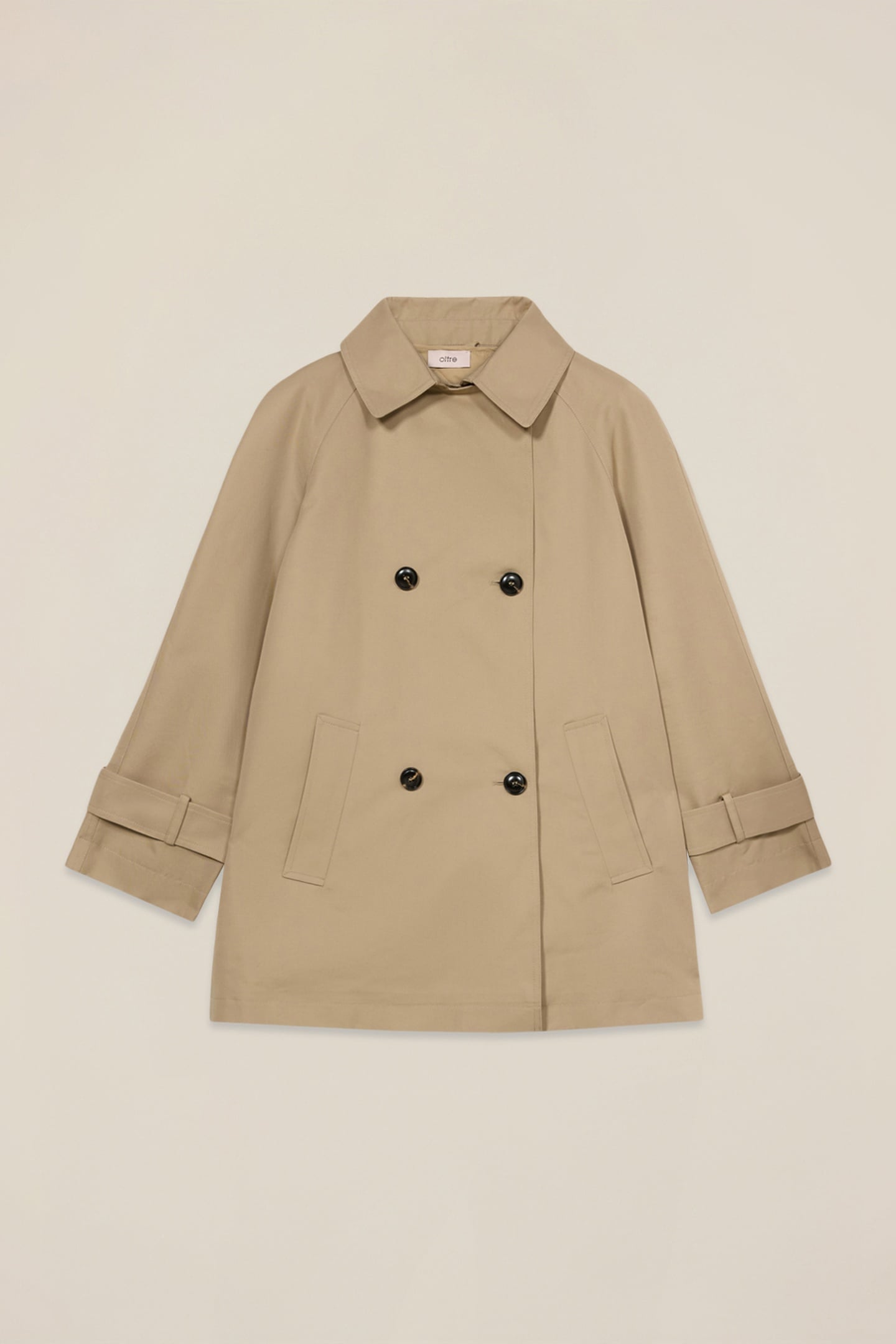 DOUBLE-BREASTED MIDI TRENCH COAT IN COTTON BLEND BEIGE 4
