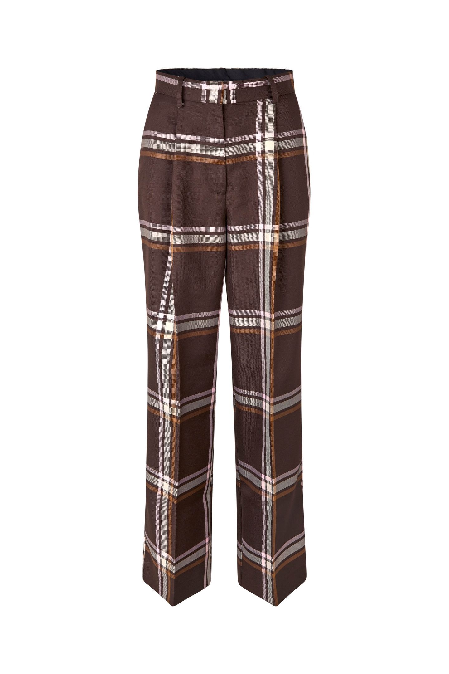 FRONT PLEAT LONG STRAIGHT PANTS WEAVED CHECKS 7